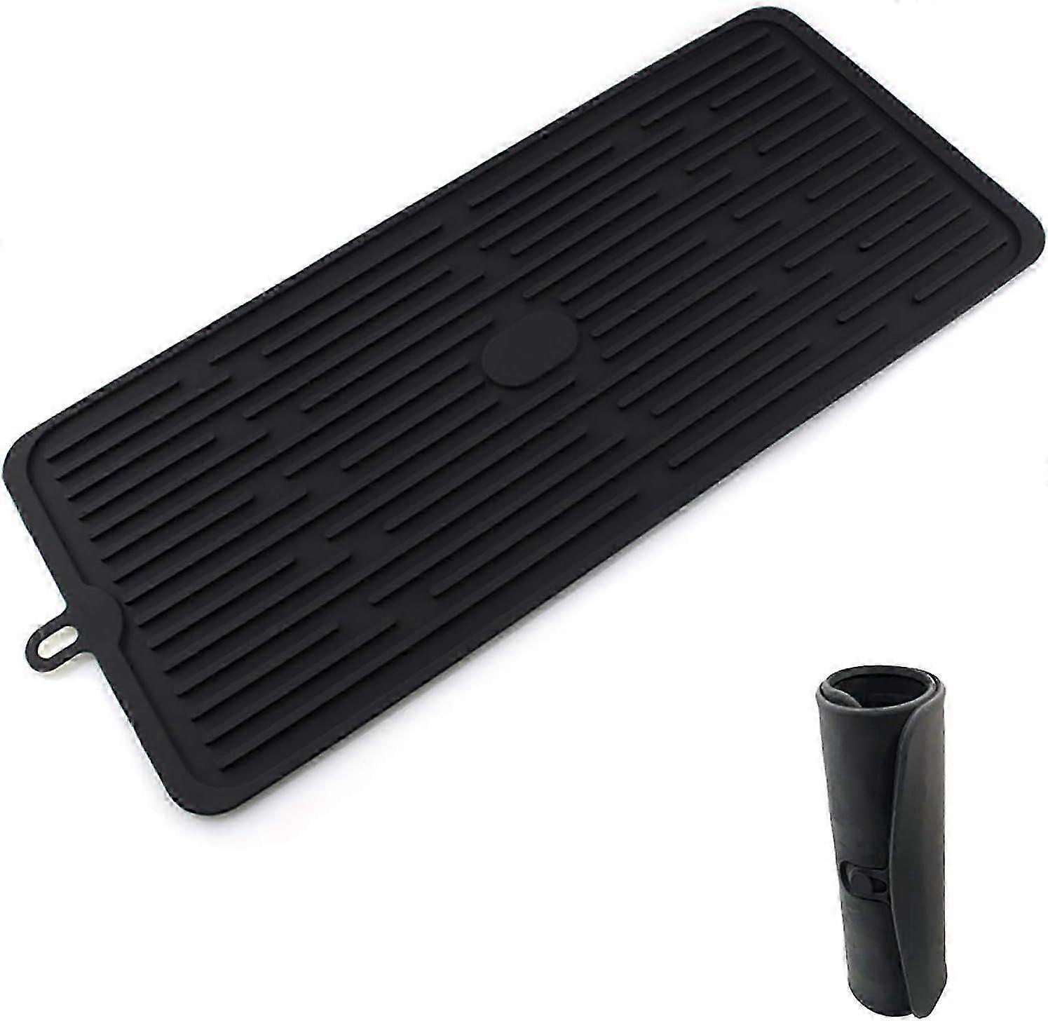 Black Silicone Drip Mat (44 x 20cm) for Kitchen