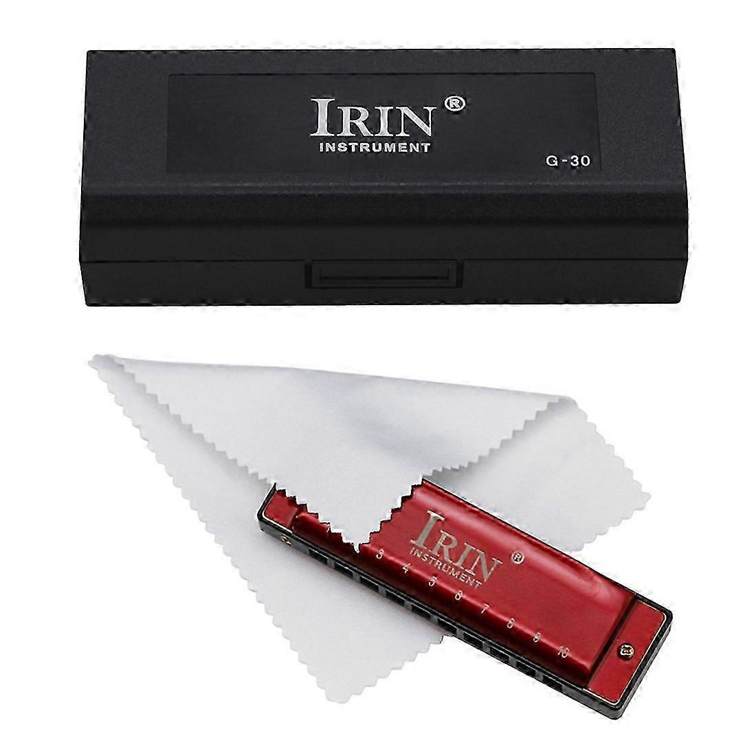 10 Holes 20 Tone G Key Harmonica Blues Musical Instrument Diatonic Harp with Storage Box Red