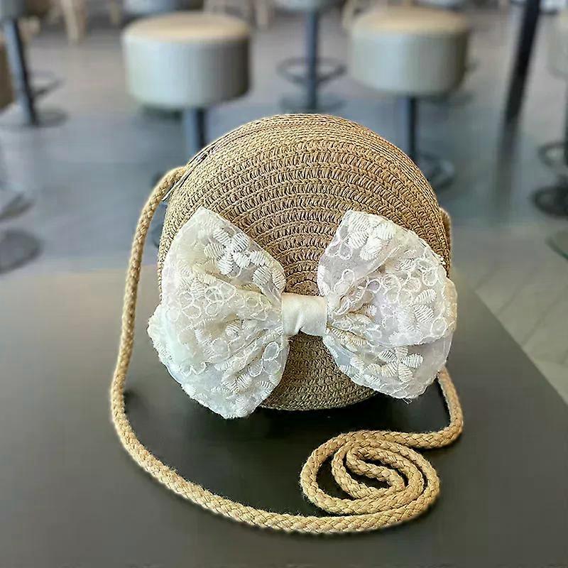 2 قطعة / مجموعة الفتيات الصغيرات الصيف المنسوجة يدويا قبعة الرجل القش والكتف حقيبة كروسبودي أطفال طفل الأميرة Bowknot شاطئ القش قبعة الشمس