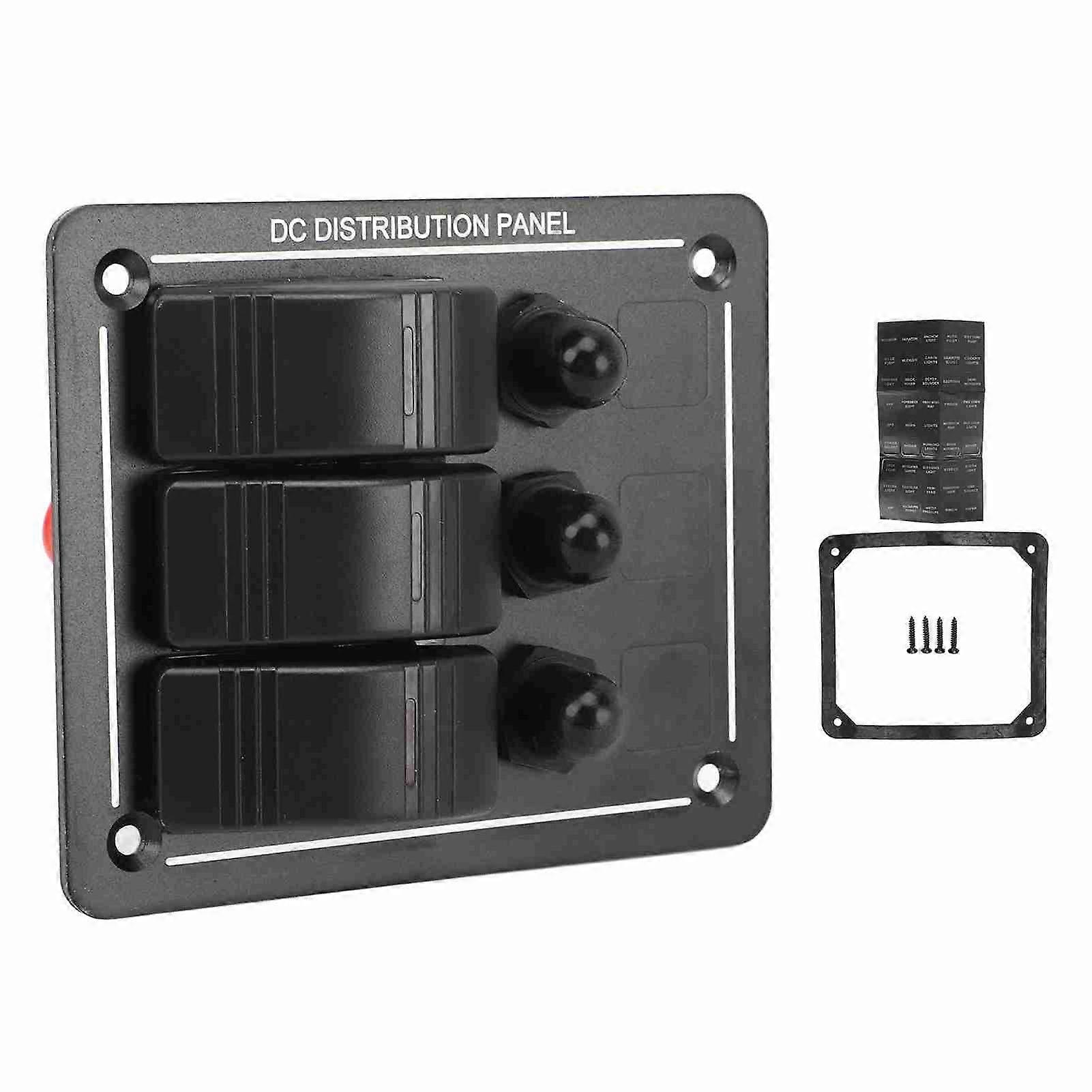 12-24V 3 Position Rocker Switch Panel On/Off Aluminum Red LED Indicator for Car Truck RV Yacht UTV