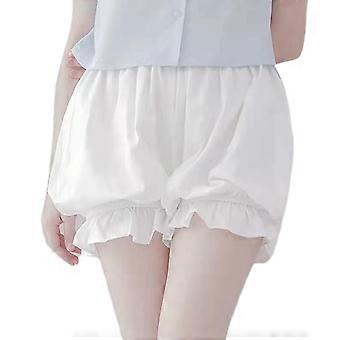Femmes Filles Volanté Bloomers Shorts Japonais Mignon Cosplay Citrouille Pantalon Culottes Collotte à froufrous Vêtements de nuit Vêtements de détente Blanc M