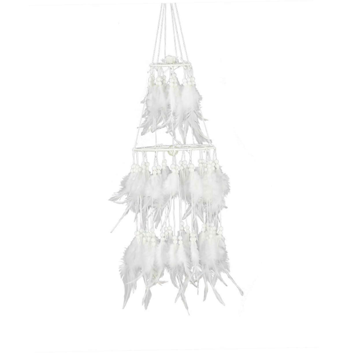 Pearl-Decorated Dreamcatcher Wind Chime Wall Hanging for Bedroom and Party Decor, Boho Style, Handmade, 30 Inches