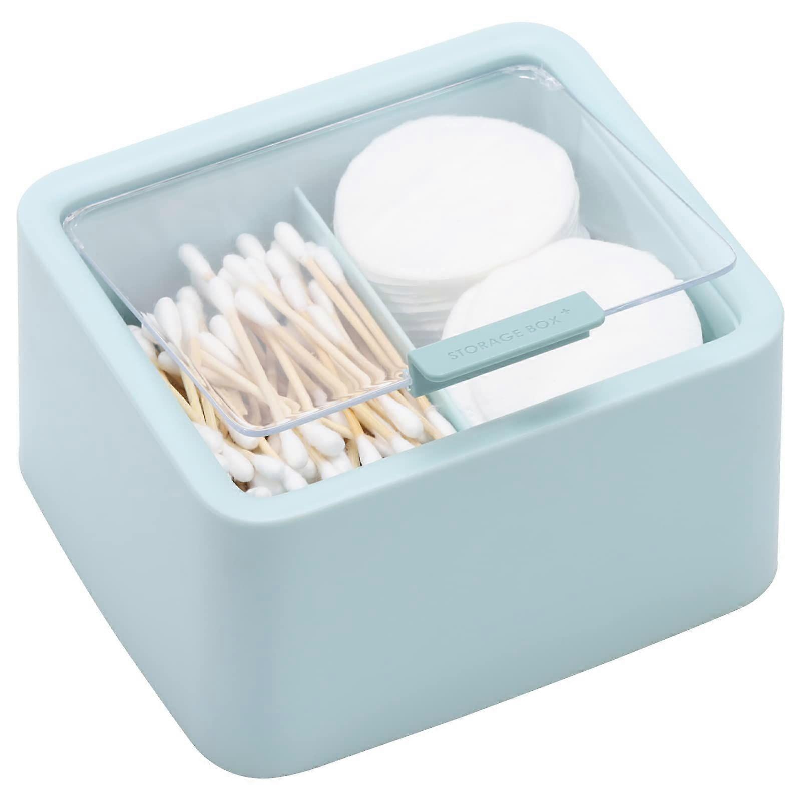QTip Holder Canisters for Cotton Balls, Swabs, Rounds, Floss, Dispenser Container Box with 2 Compartments, Bathroom Vanity Countertop Storage Organize