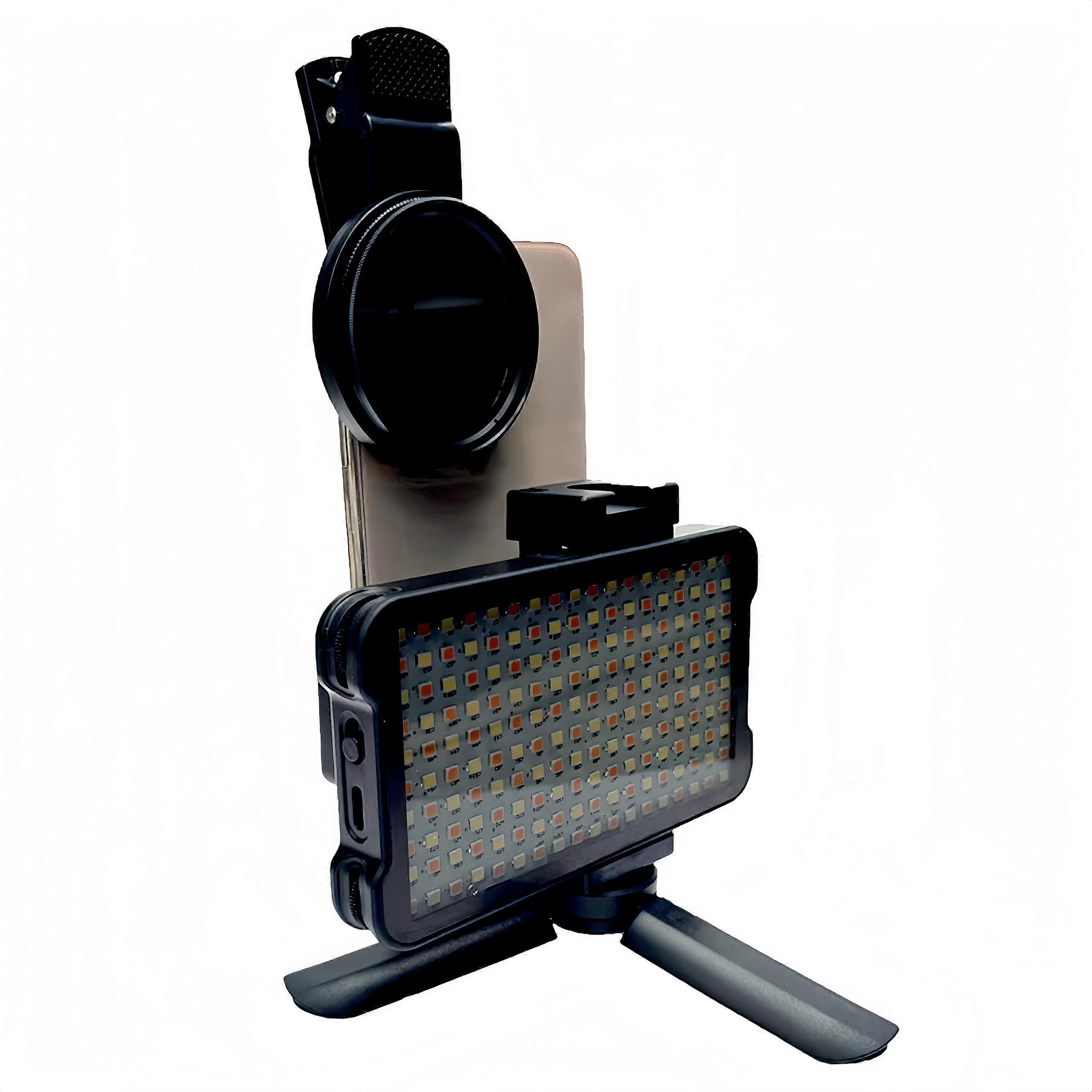 CPL Polarizer Filter & Adjustable Phone Light Tripod Set, Rechargeable LED Photography Fill Light Clip