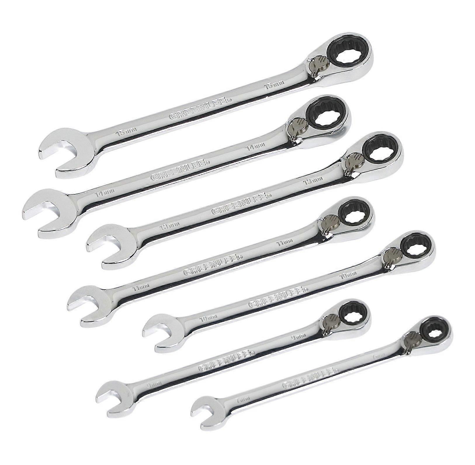 Wrench Set Ratchet 7 Piece Metric Professional Hand Tools Chrome Vanadium Durable Design Model 0354-02