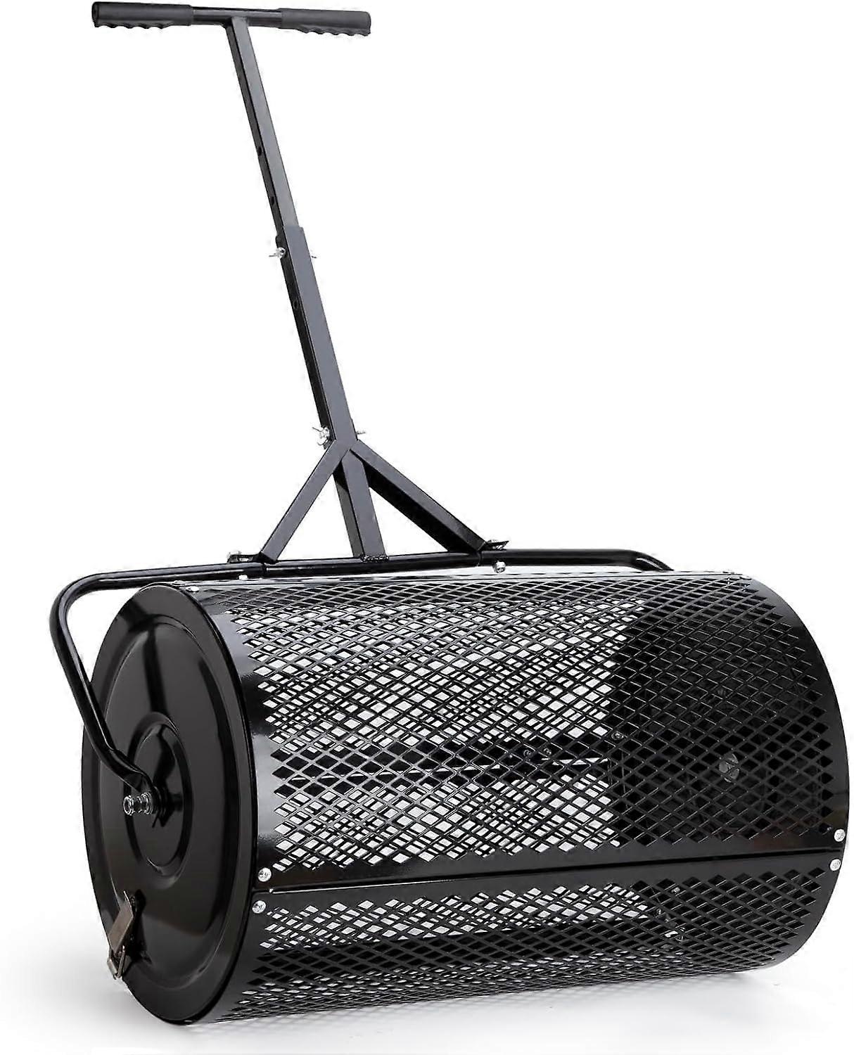Compost Spreader 24 Inch Roller Lawn Spreader with T Shaped Handle for Planting Seeding