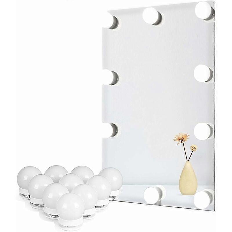 Lampe miroir pour coiffeuse, lampe LED pour éclairage de miroir avec variateur et adaptateur secteur, 10 ampoules, 4 mètres, miroir non inclus