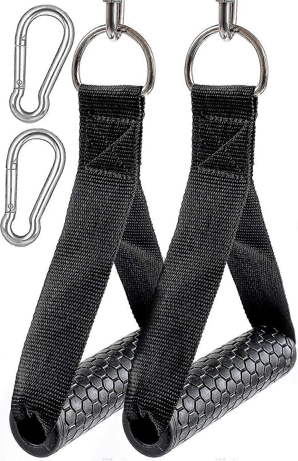 مقابض عصابات المقاومة مع carabiners ، مرفقات الكابلات للصالة الرياضية ، ملحقات الصالة الرياضية الكلية لقوة الصالة الرياضية المنزلية
