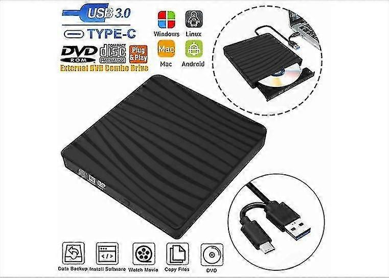 Slim External Cd / dvd Drive Usb 3.0 Player Burner Writer Reader pour ordinateur portable Pc Mac