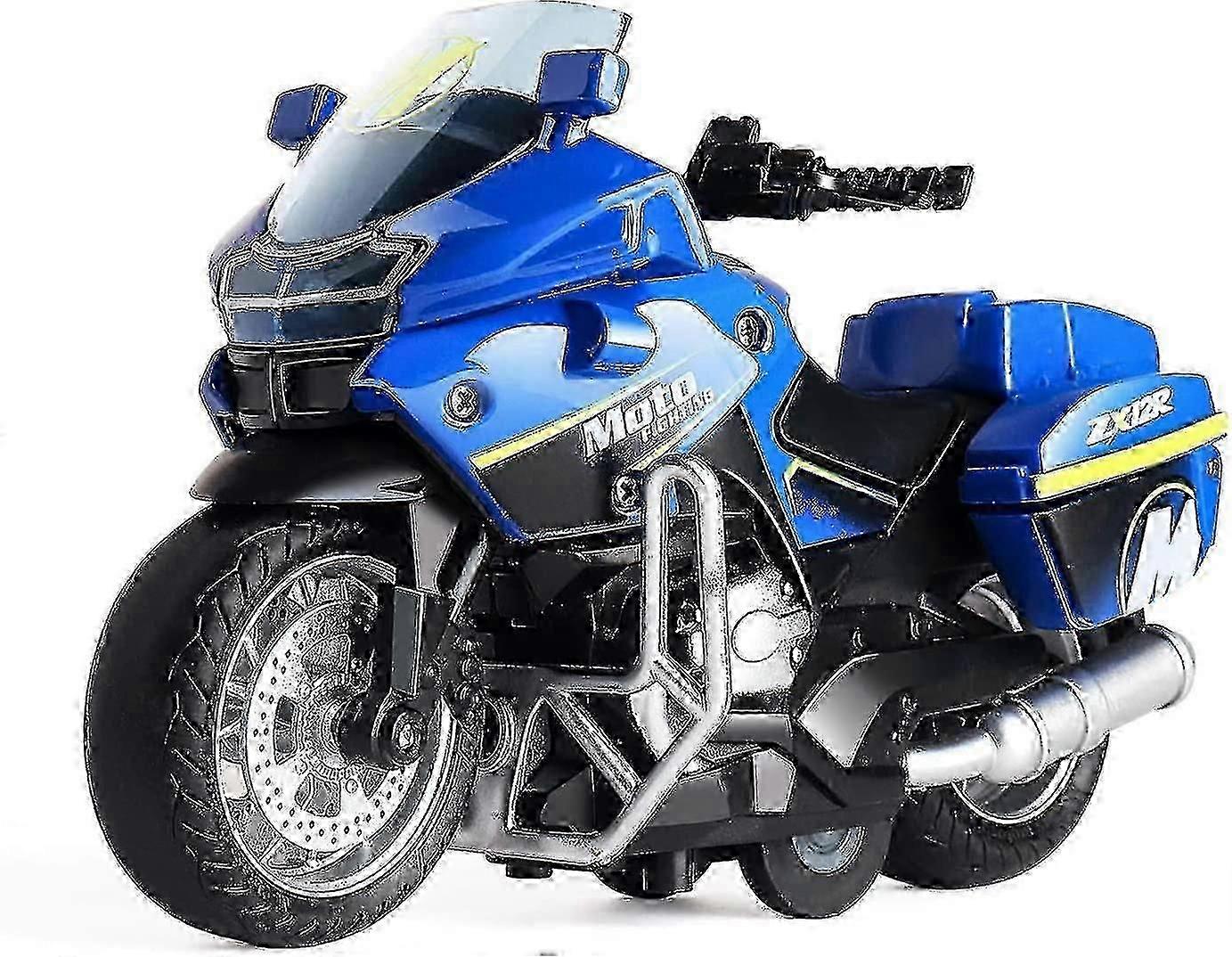 Police Motorcycle Toys - Pull Back Toy Motorcycle With Sound And Light Toys, 3-9 Years Old (blue)