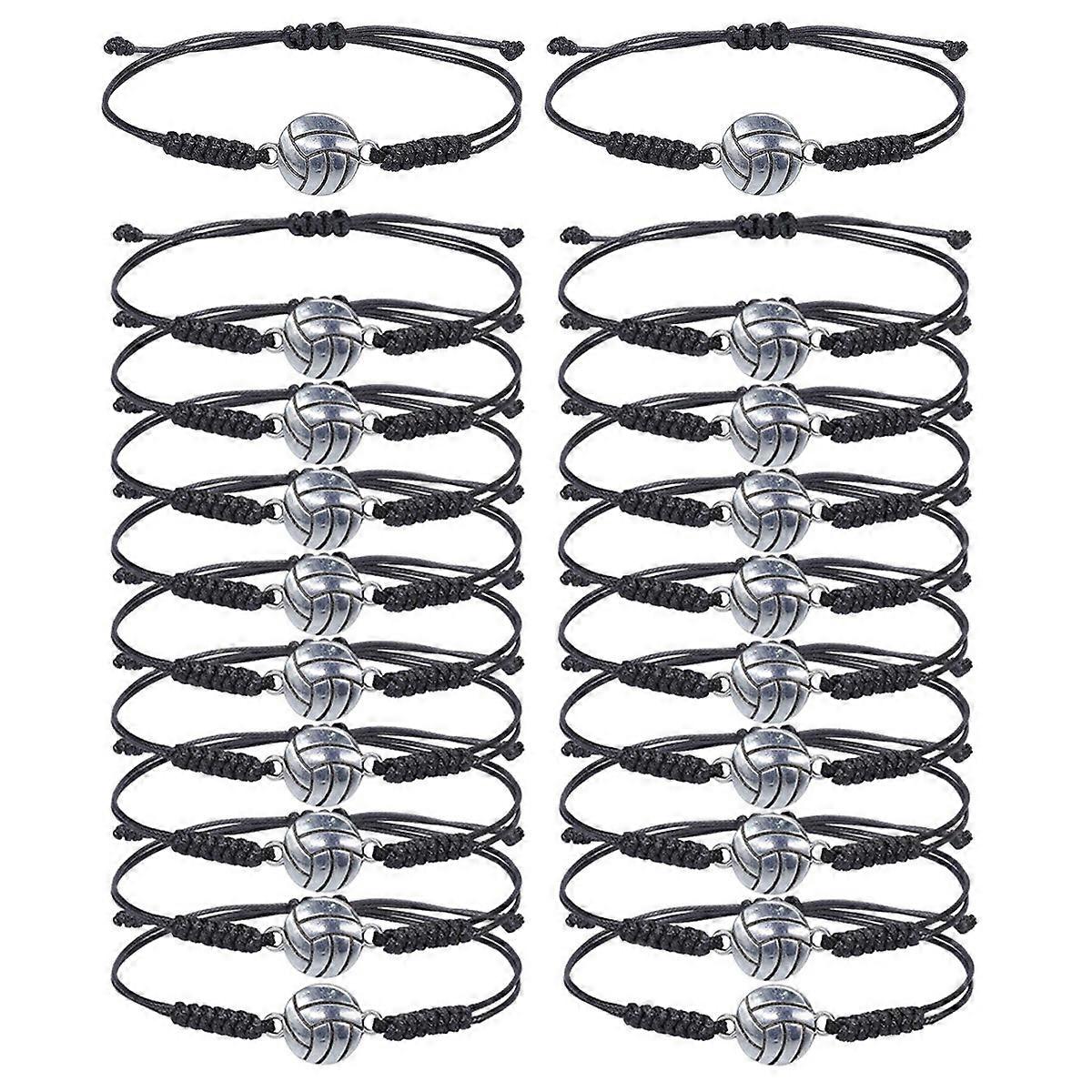 20 Pcs Volleyball Beads Adjustable Wristbands