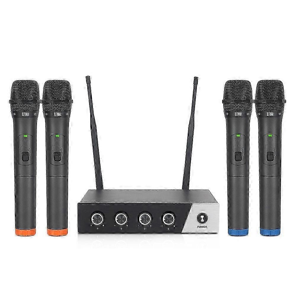 XTUGA S400 Professional 4-Channel UHF Wireless Microphone System with 4 Handheld Microphone