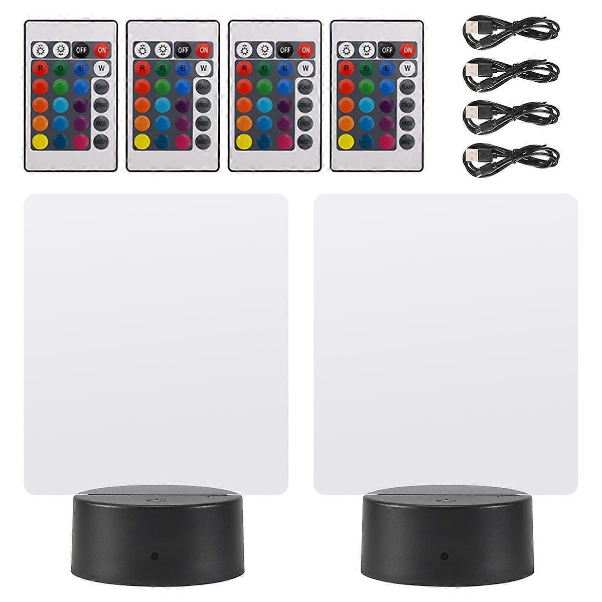 3D Night LED Light Lamp Base with 4 Clear Acrylic Sheets 4 Remote Controls Adjustable 16 Colors for