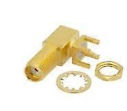 PE4545 SMA Connector Receptacle Female Socket 50 Ohm Right Angle Solder Panel Mount Through Hole Specifications