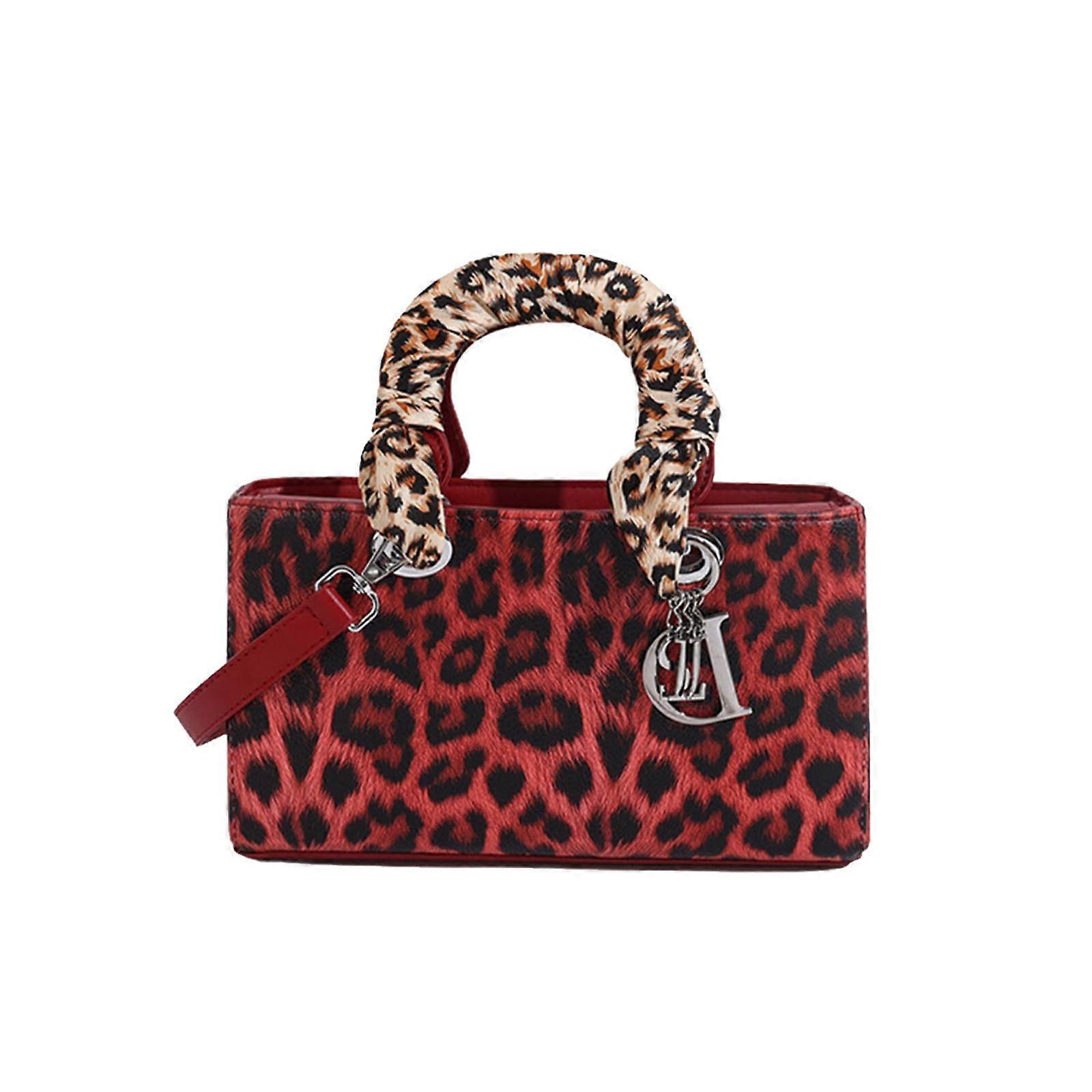 Leopard Print Handbag - Women's Waterproof PU Leather Crossbody Messenger Satchel Bag with Adjustable Strap