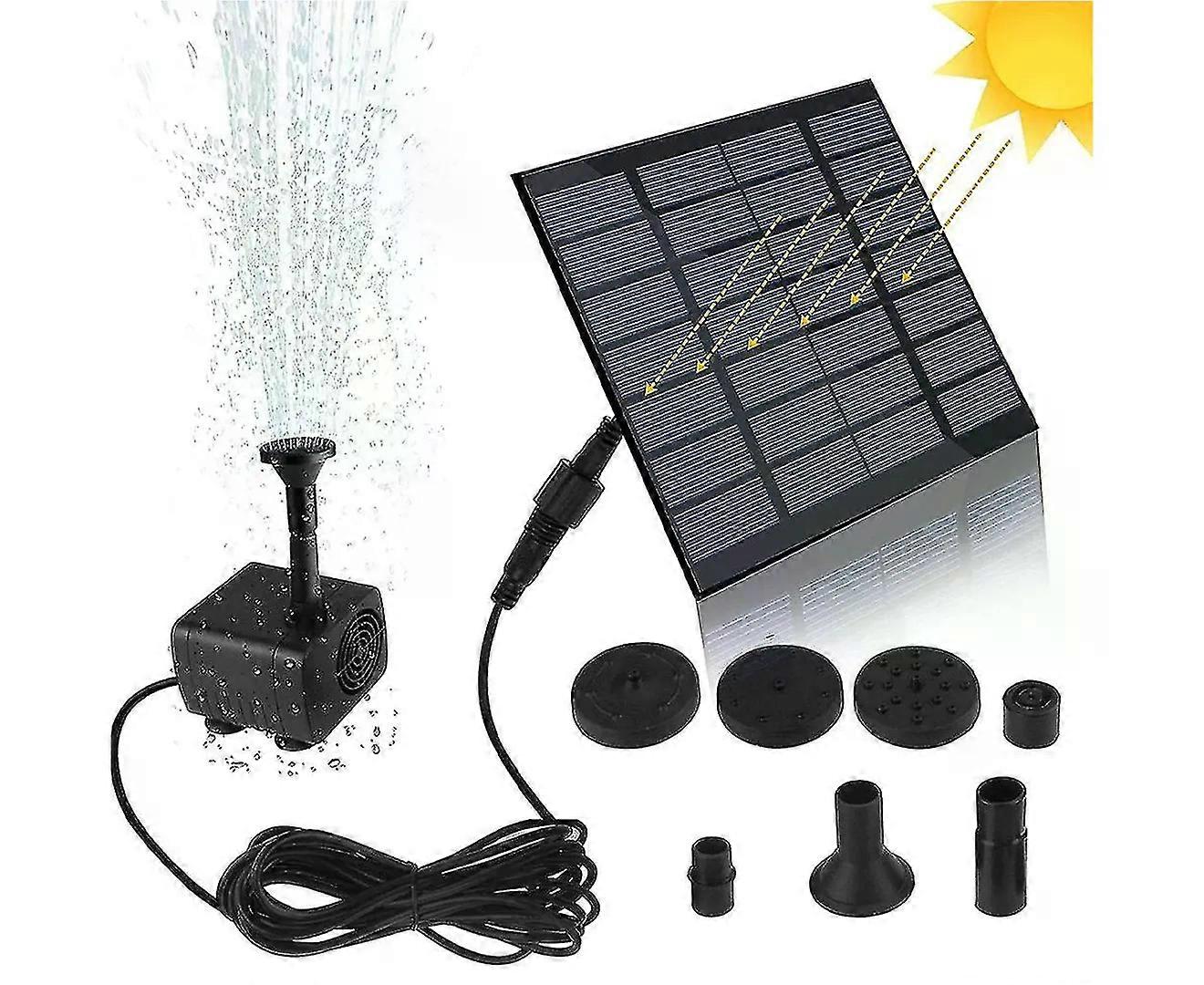 Sunrain solcellsdriven dammpump fontänpump solcellspump trädgårdsfontän vattenfunktion fontänpump fontän (svart) (1 st)