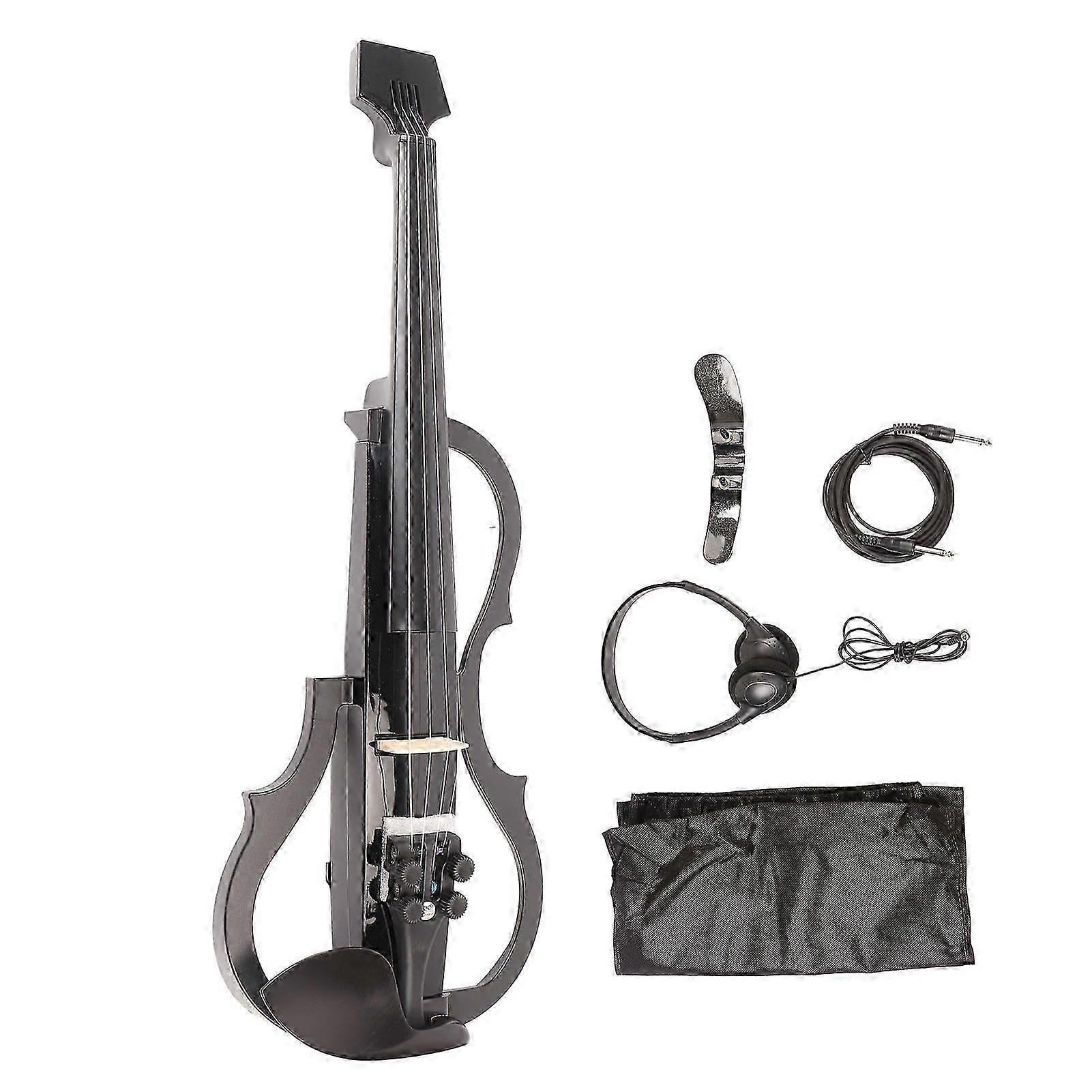 4/4 Electric Silent Violin Built In Pickup Carbon Fiber Maple Wood Mute Violin For Adults And Beginners Black
