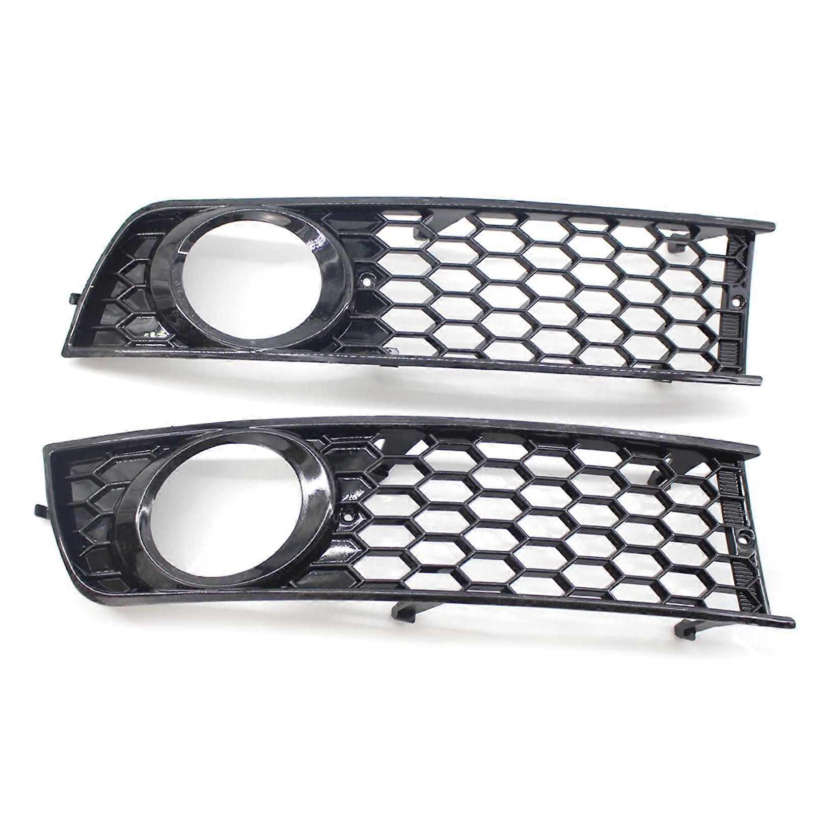 Front Grills Honeycomb Mesh Bumper Left Right Fog Lights Cover Frame Trim for A4 B6 Sedan 2002-2005 Front Grille Housing Multicolor