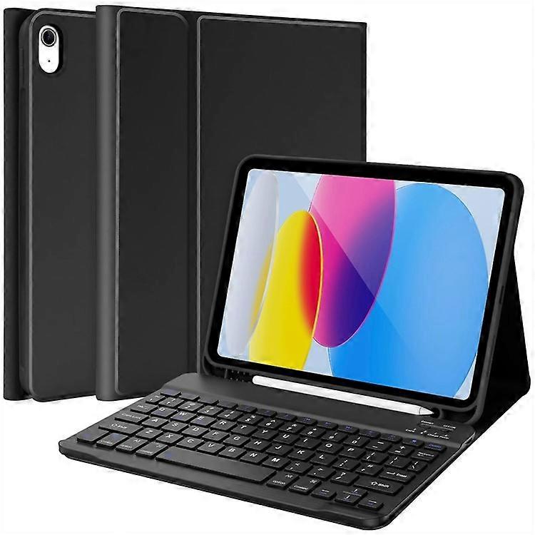 Compatible pour iPad (2025) / iPad 10.9 (2022) Skin Touch Étui en cuir compatible Bluetooth Housse de support de clavier compatible Bluetooth