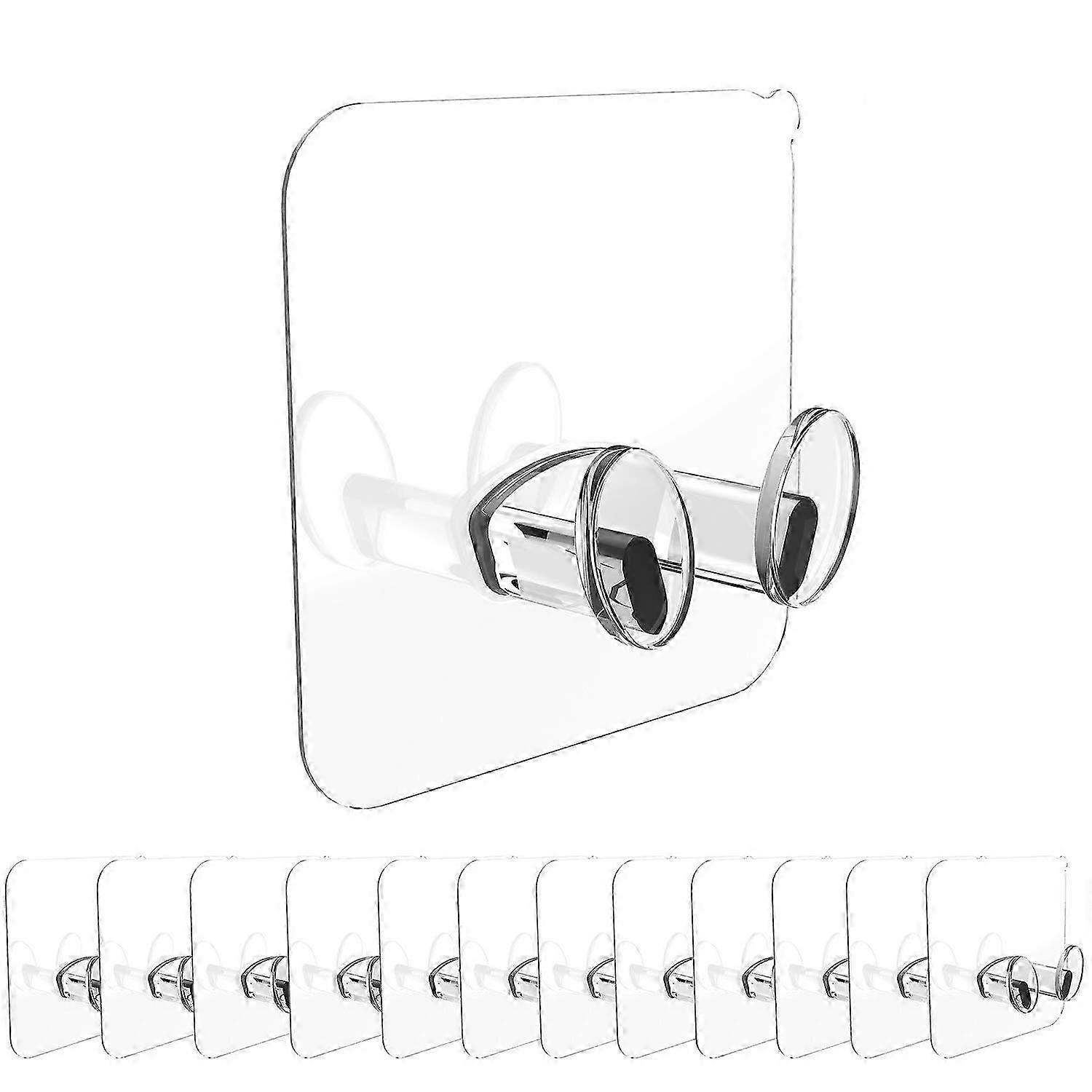 12 Pcs Strong Clear Adhesive Hooks for Kitchen Bathroom