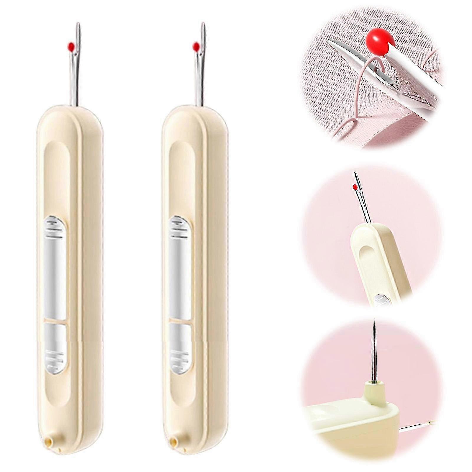 2Pcs Plug-in Needle Threader, 2-in-1 Threading & Removal Tool for Sewing & Knitting