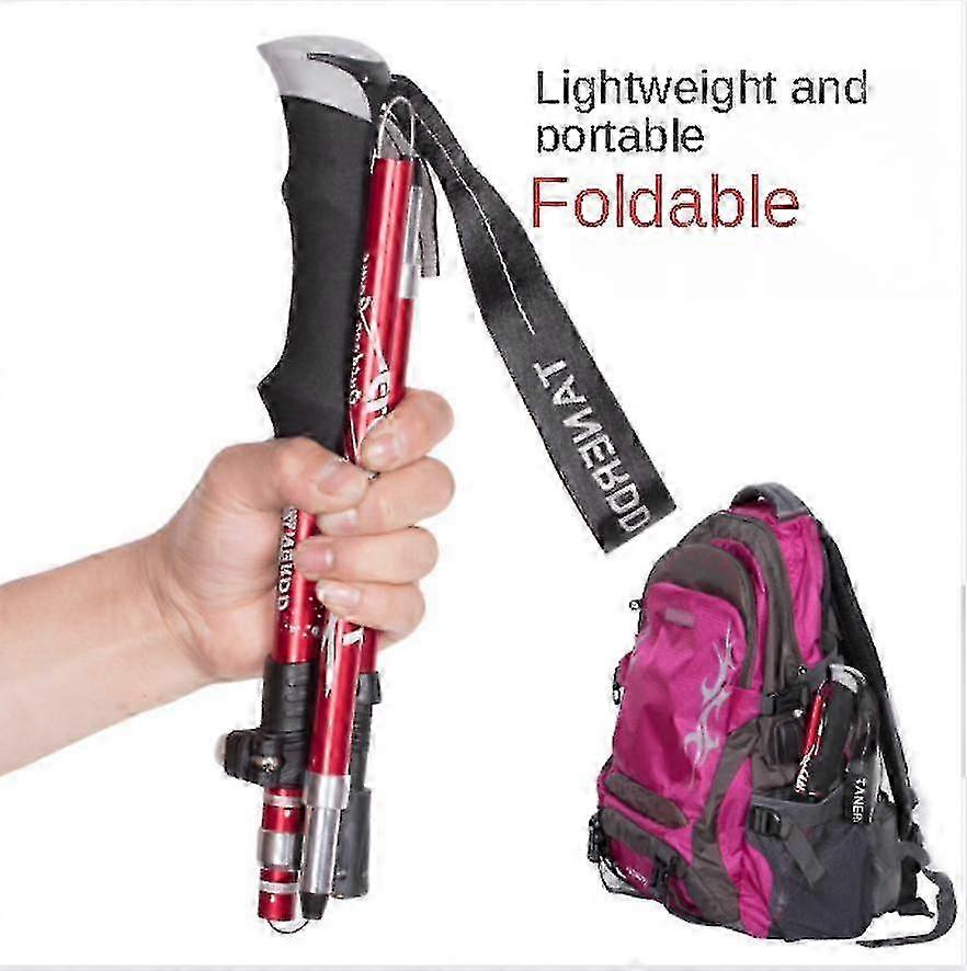 Collapsible Aluminum Trekking Poles - Set of 2 Lightweight Hiking Poles with Quick Lock System, Foldable and Telescopic, Ideal for Senior Tr