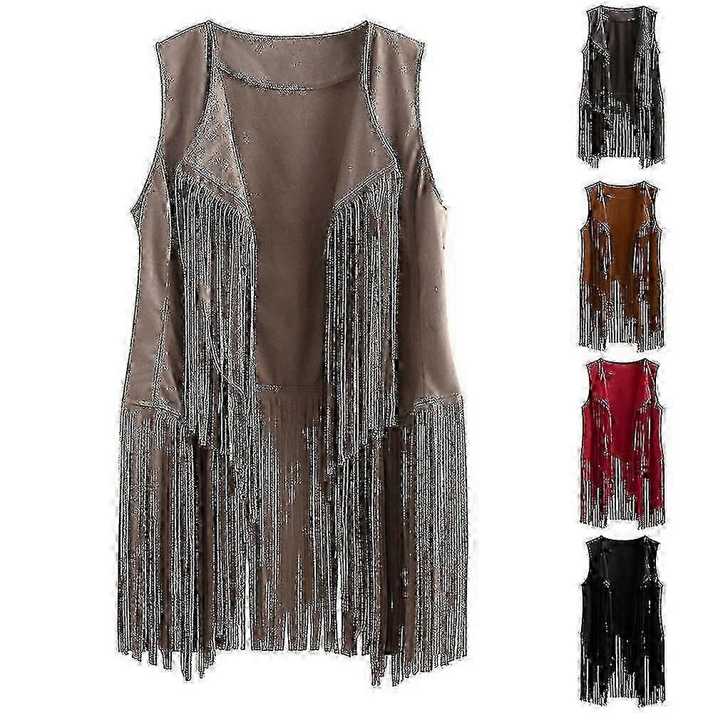 1920'ler Bayan Kovboy Kovboy Kız Püsküllü Yelek Kolsuz Yelek Hippi Ceket Retro Motosiklet Mont