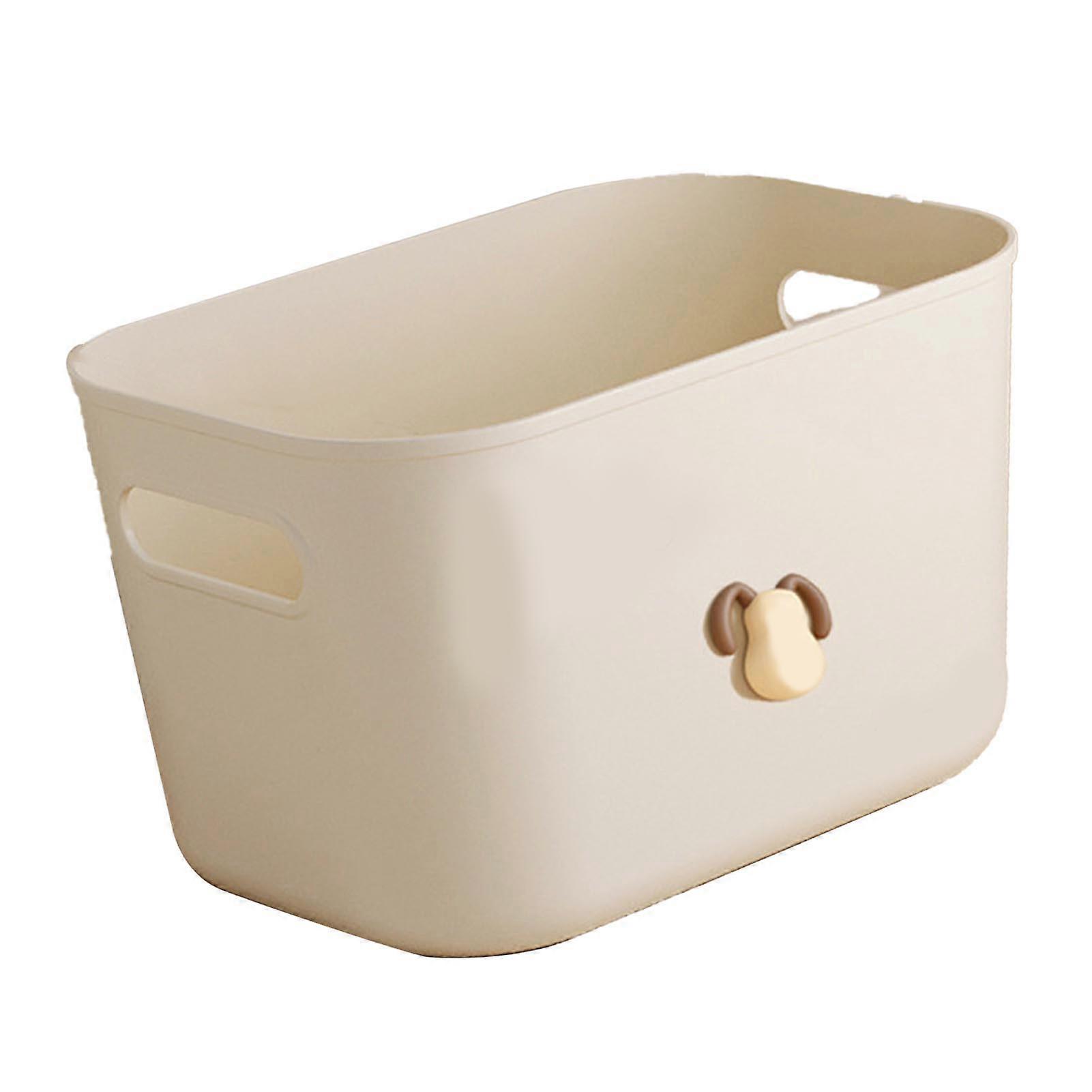 Storage Box Plastic Large Capacity Cream Style with Lid Organizing Bin for Toy Clothes Snacks Cosmetics Tall Model L Size 