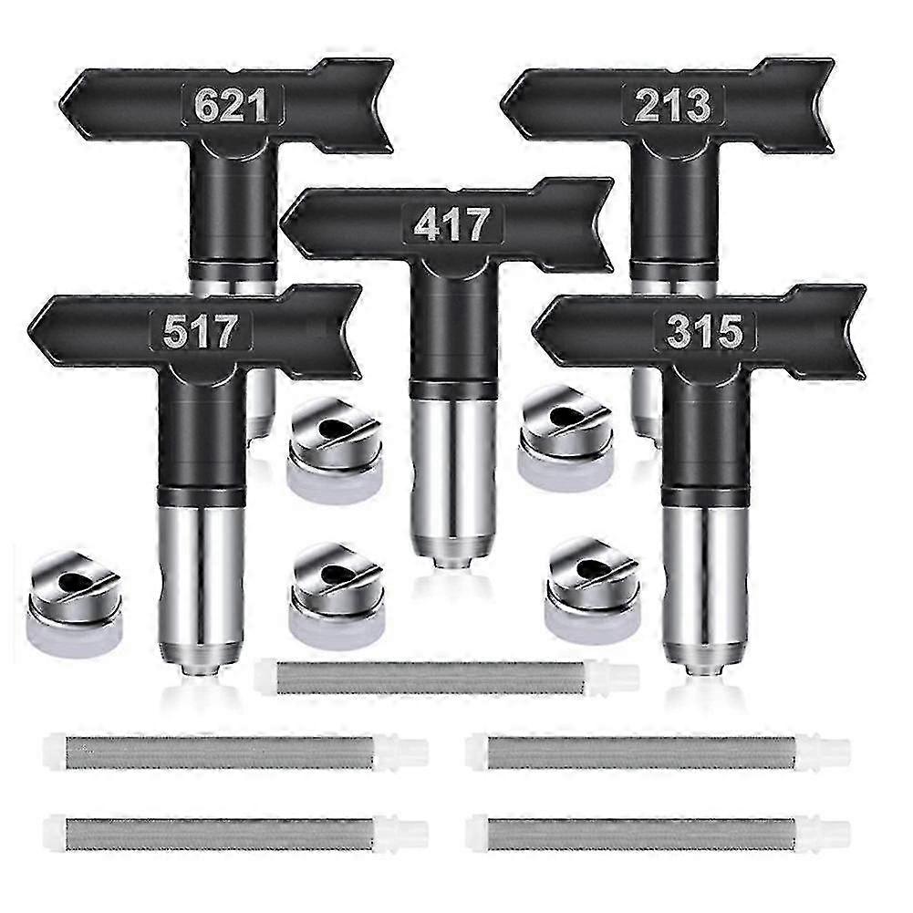 5pcs Reversible Airless Paint Sprayer Nozzle Tips and 5 Airless Spray Machine Filter Replacements