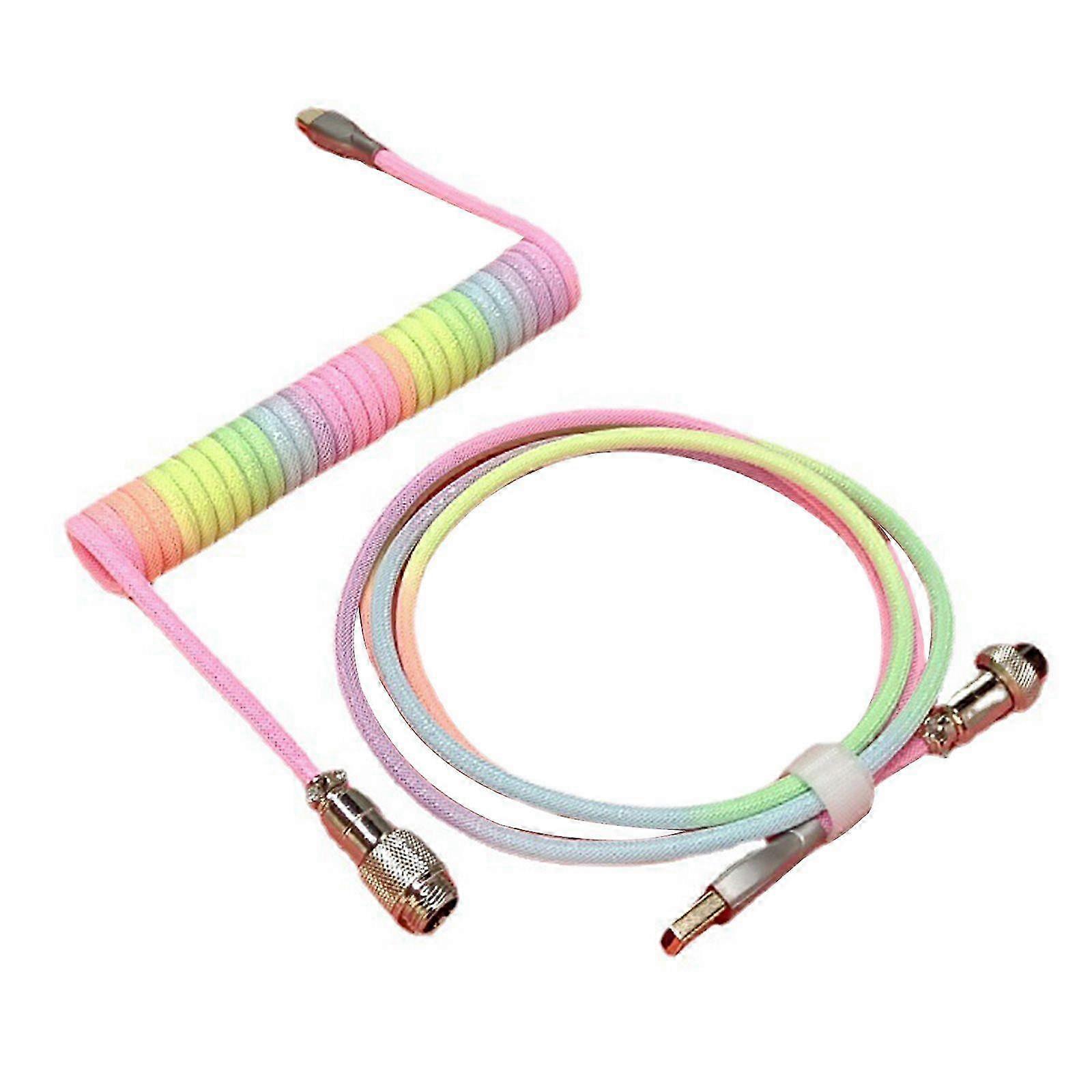 Spring-Loaded USB Type C Coiled Keyboard Cable for Mechanical Keyboards
