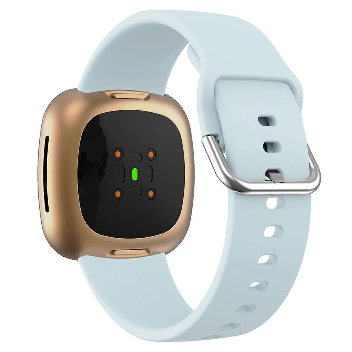 Para Fitbit Versa 4 Sense 2 Pulseira de Relógio de Silicone Soft Sport Replacement Strap com Aço Inoxidável Buc