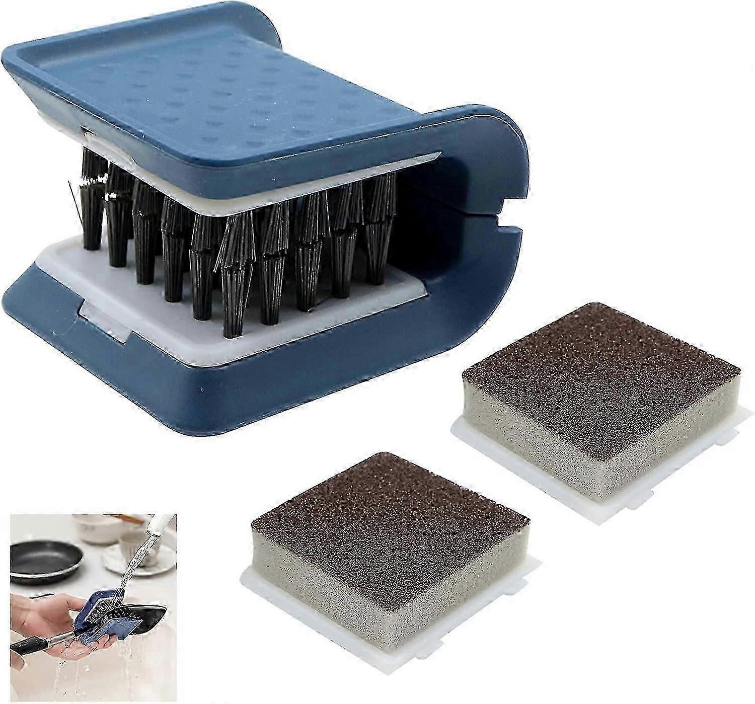 U-shaped cleaning brush,replaceable kitchen accessories, foldable, removes stainsblue