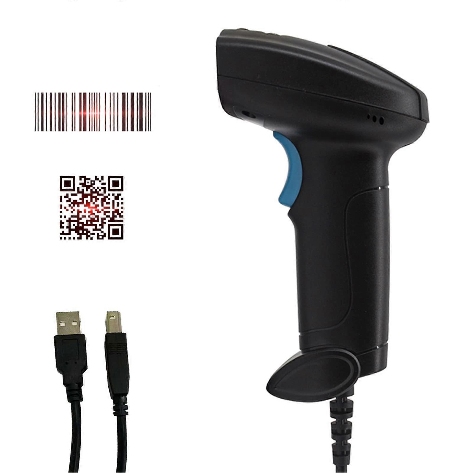 1D/2D Barcode Scanner, Handheld USB Barcode Reader, Compatible with Windows, Android, Mac U2 Black