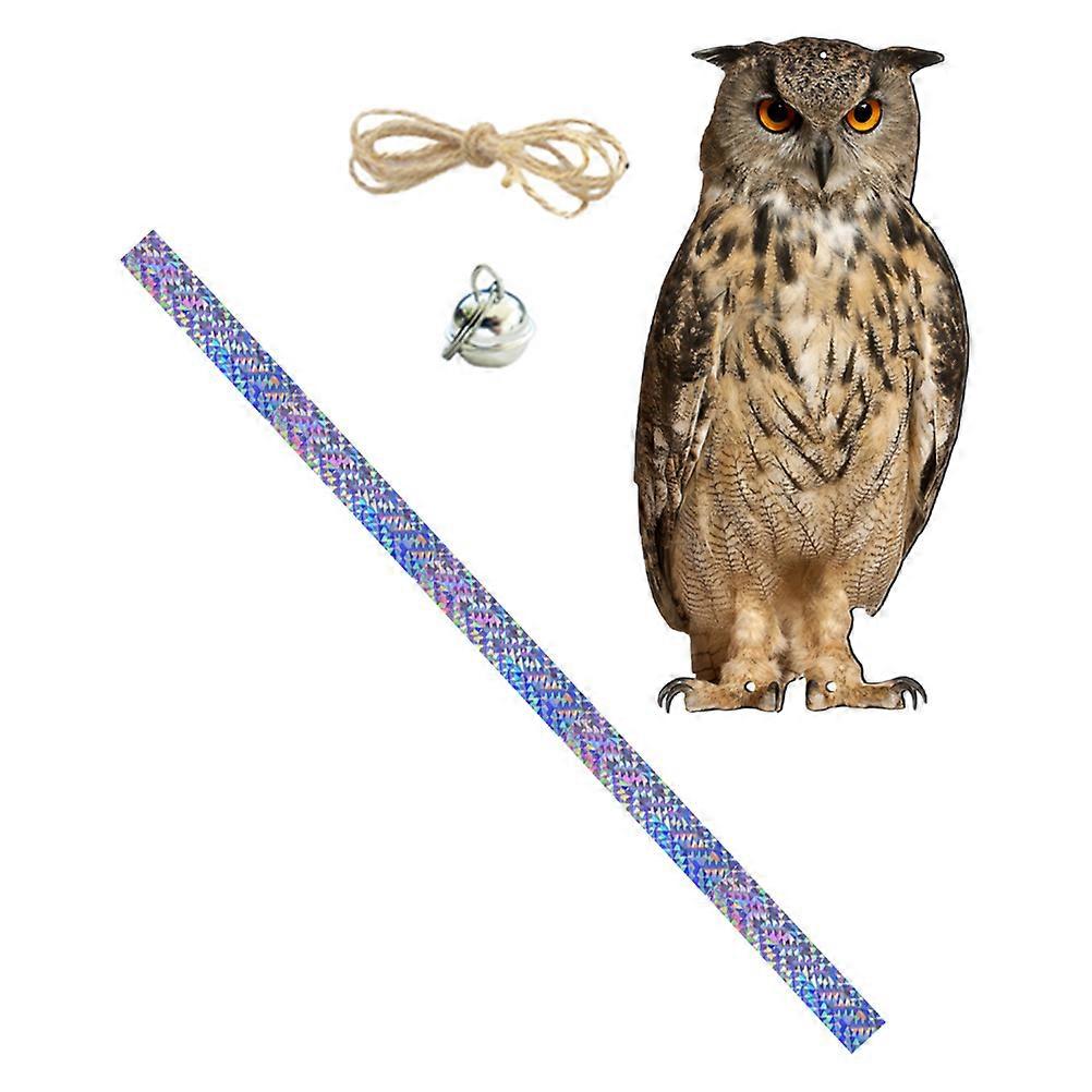 Owl Bird Deterrent Hanging Ornament with Bell – DIY Scarecrow Decoration for Garden, Patio, Courtyard, Backyard, Shop, and Orchard Use
