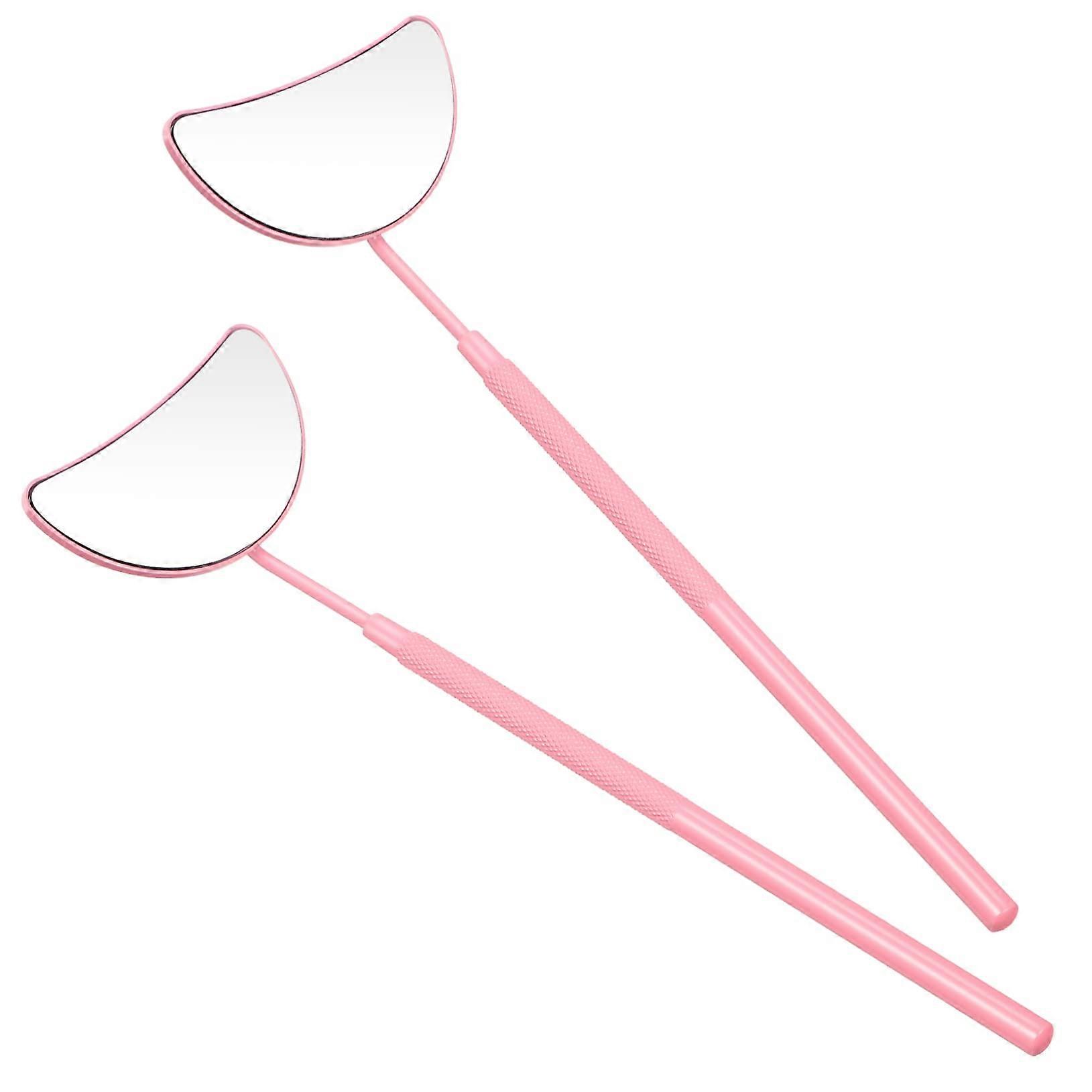 Eyelash Extension Mirror Set 2 Pieces, Moon-Shaped Hand Mirror with Non-Slip Grip for Beauty Professionals
