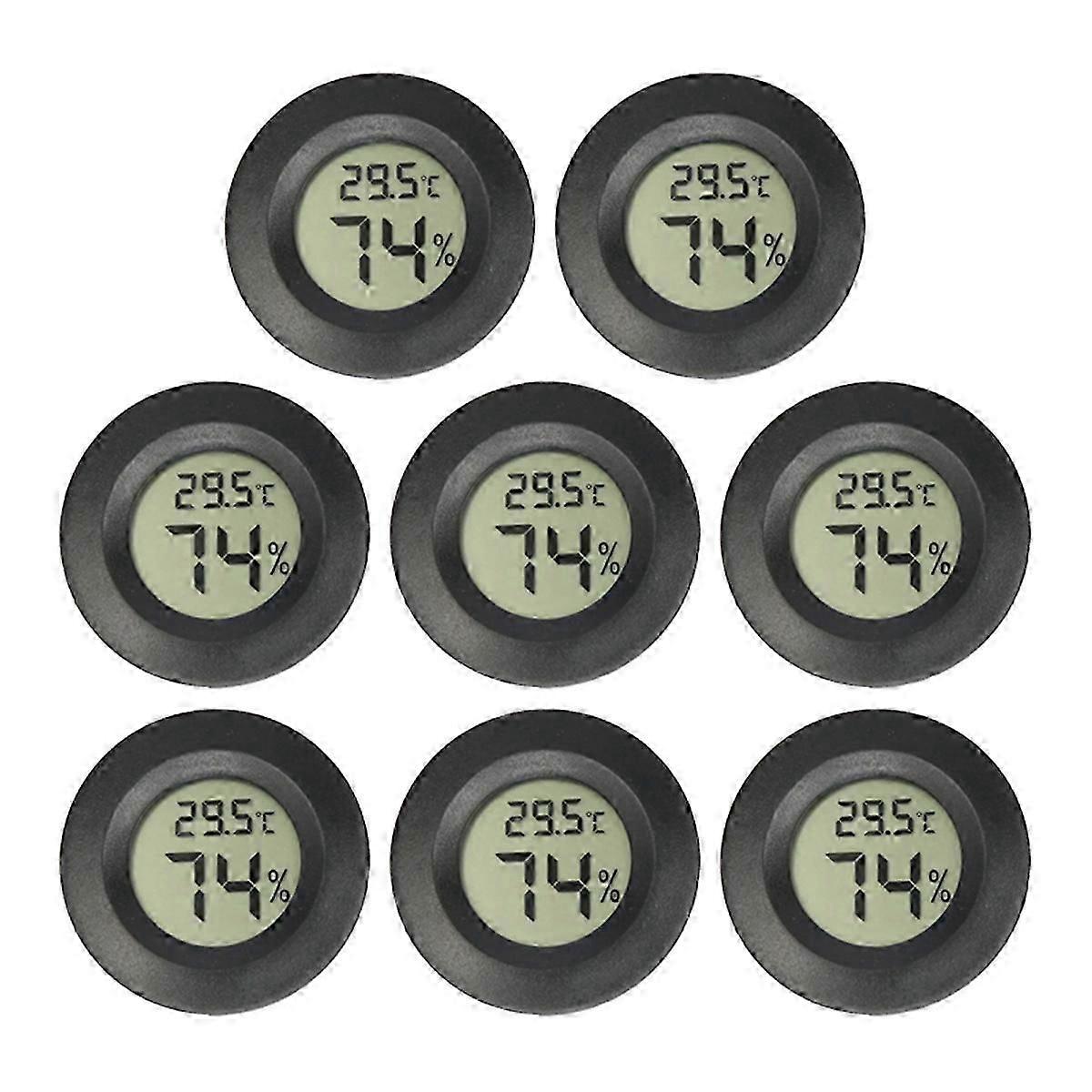 8PCS Mini LCD Digital Thermometer Hygrometer Round Temperature Humidity Sensor for Freezers Wine Coo