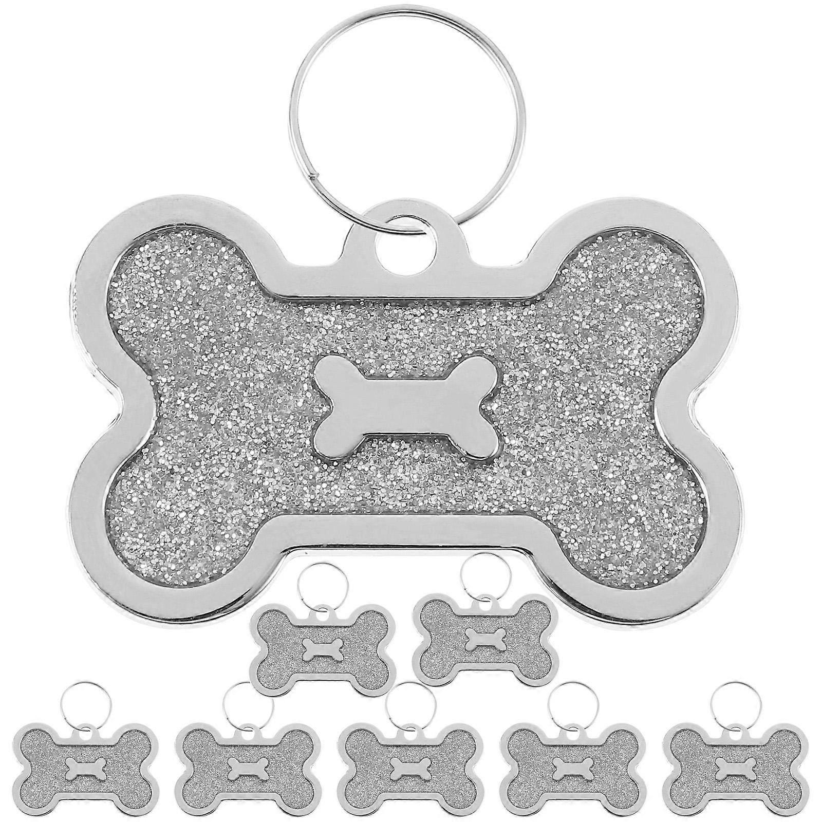 Dog Id Tags Anti Lost Scratch Resistant Zinc Alloy Shape Simple Design for Pets 8Pcs