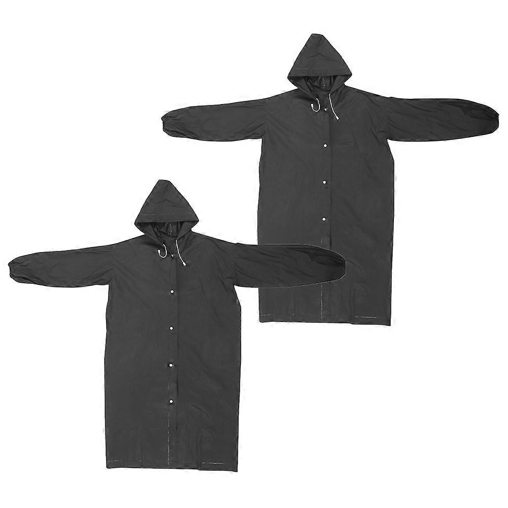 Outdoor Use Reusable Raincoat Black Color 116.00X40.00X0.50CM Size Lightweight Compact Easy To Carry 2Set