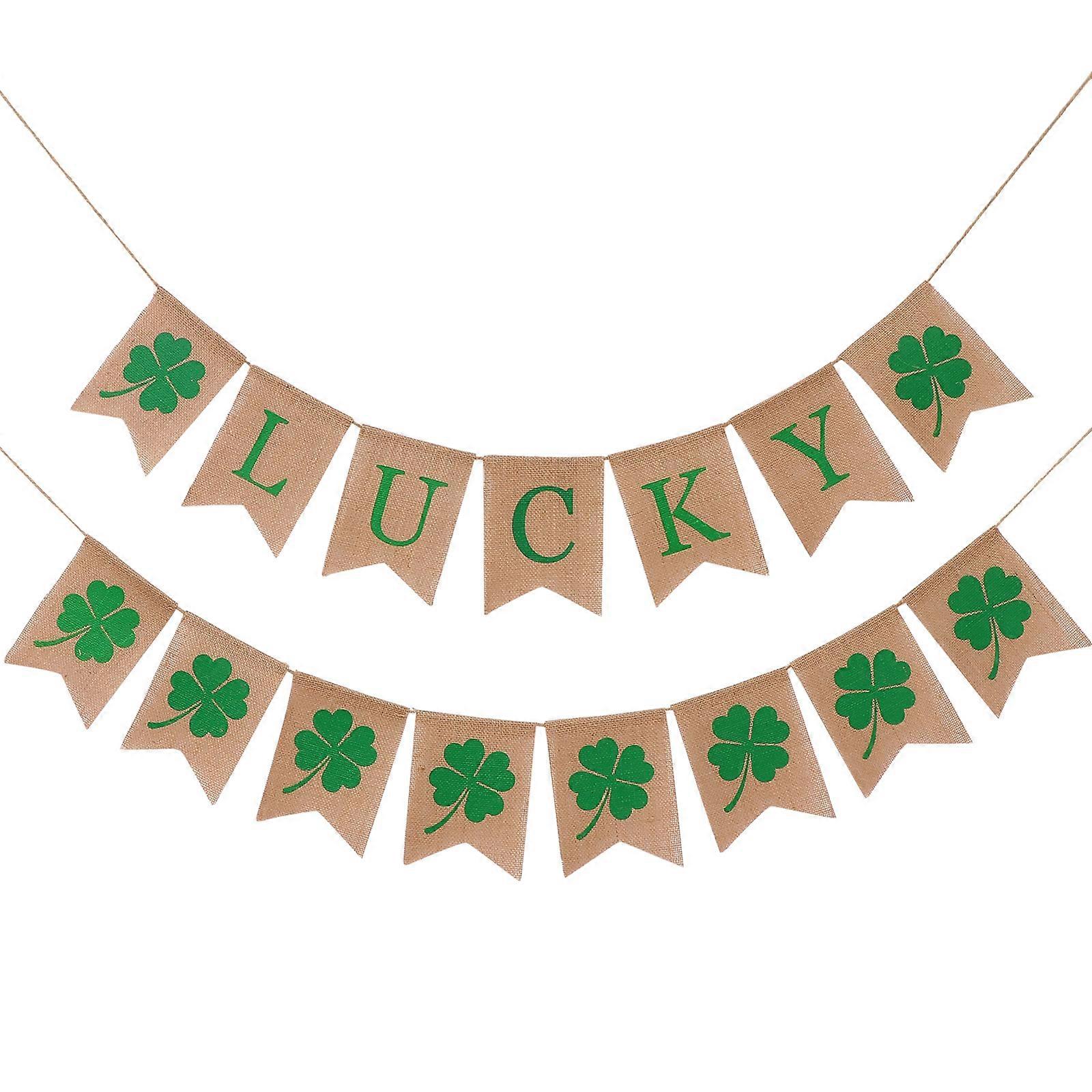 Patricks Day Decorations Swallow Tail Banner Linen Material 200x13x17cm 1Set