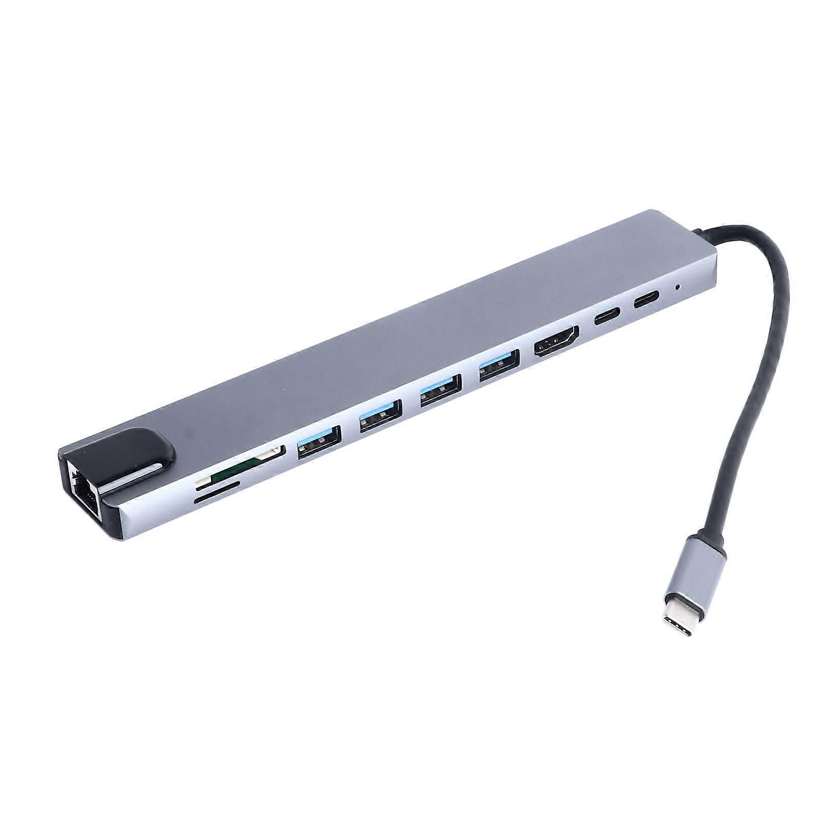 Station d'accueil multifonction multiport en alliage d'aluminium, hub USB-C haute vitesse pour ordinateur portable