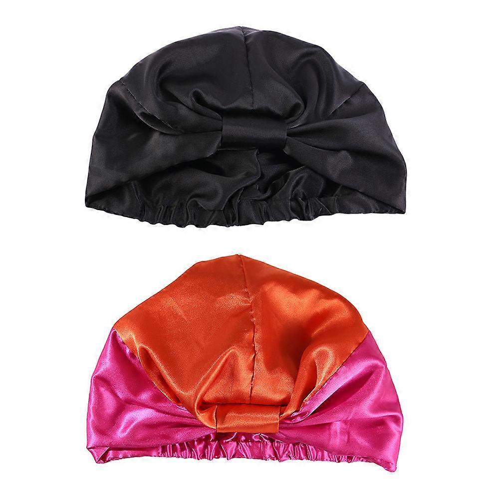 Muslim Wraps Delicate Muslim Hats Black Turban Shape Comfortable Fit 2Pcs