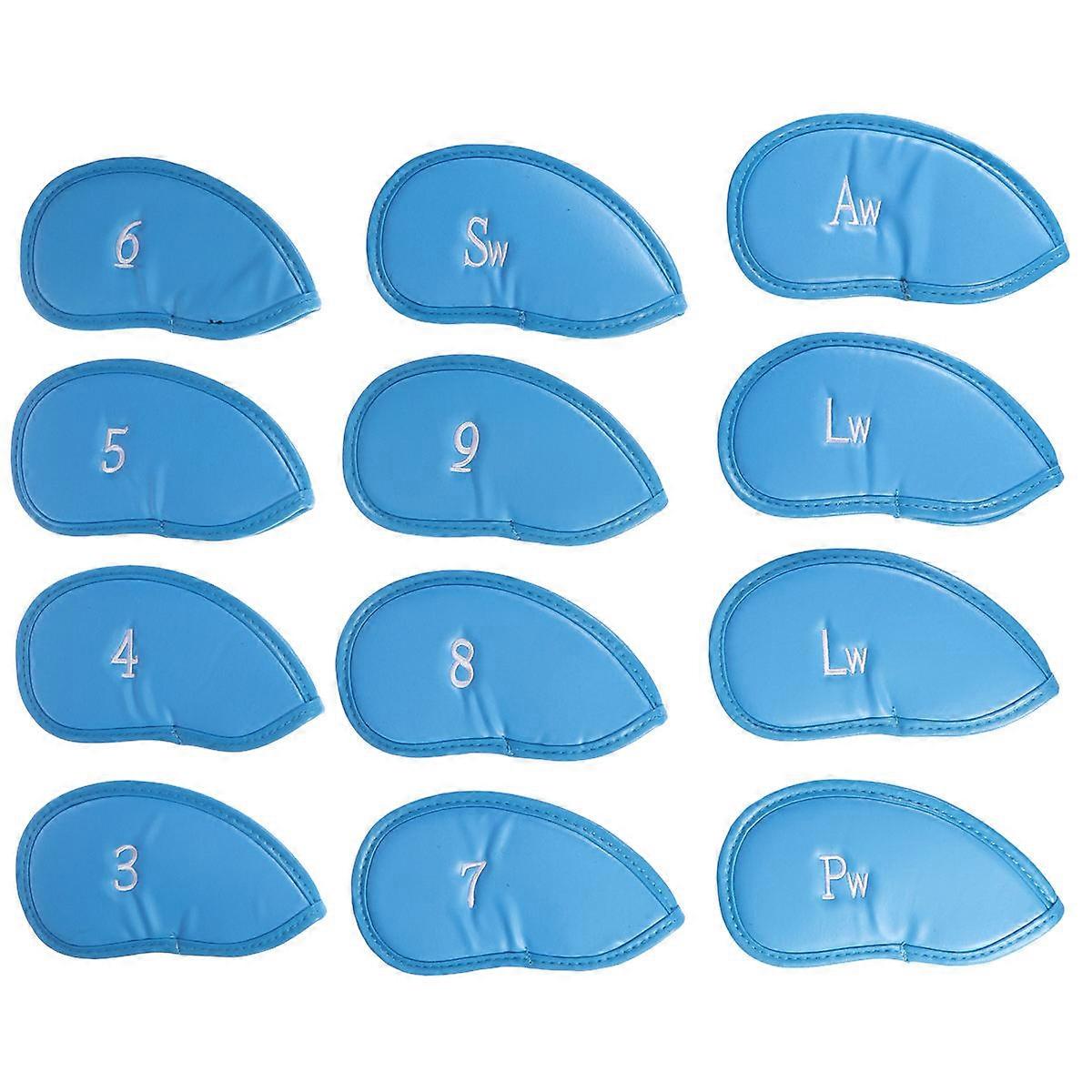 Iron Covers Synthetic Leather Headcover Set Blue Color Number Identification 12Pcs For Golf Games