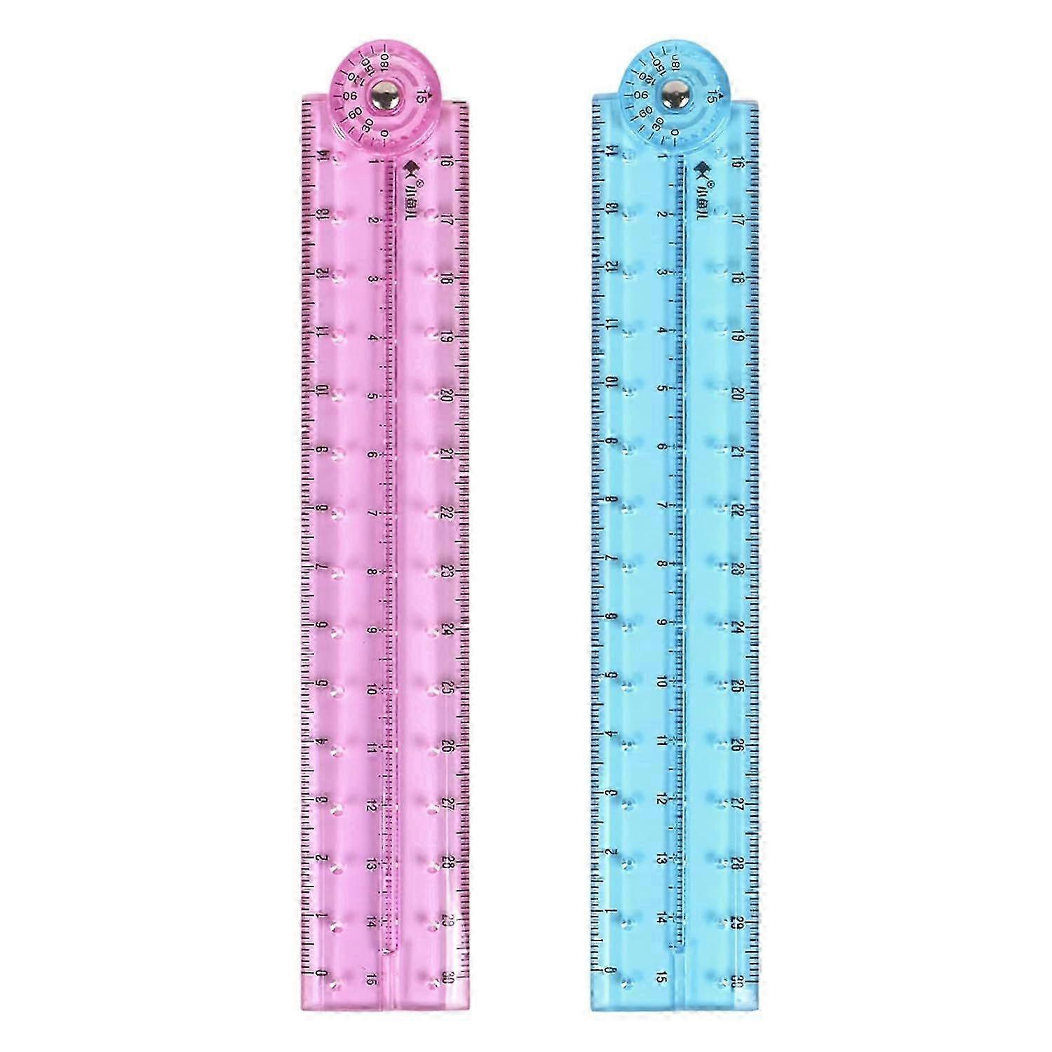 30cm Foldable Ruler 2PCS - Transparent Shatterproof Plastic Ruler for School