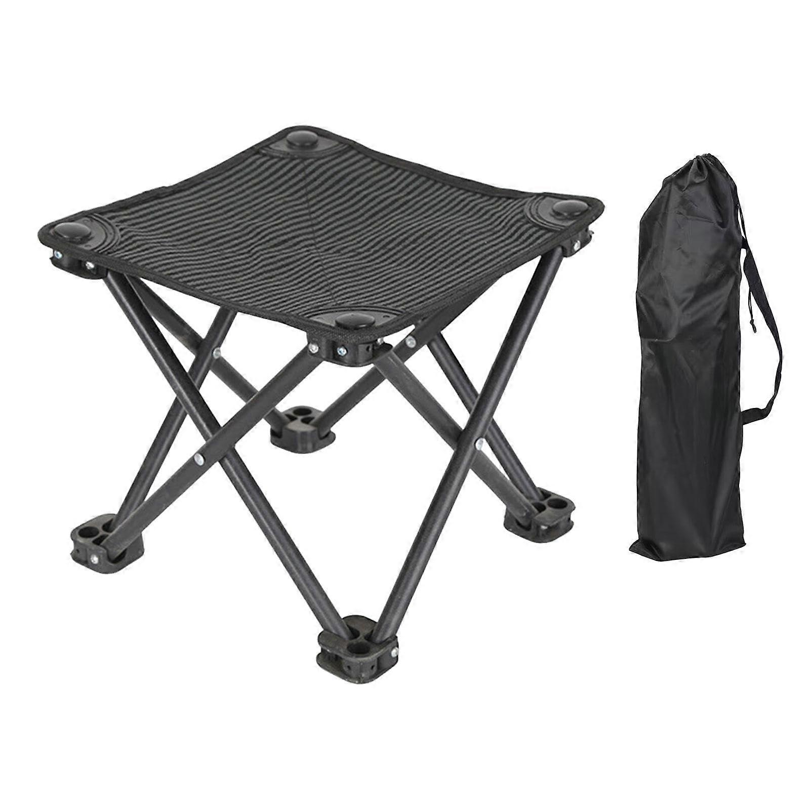 Folding Stool Portable for Camping, Easy Carry Footstool with Storage Bag, Black Foldable Seat Chair for Outdoors