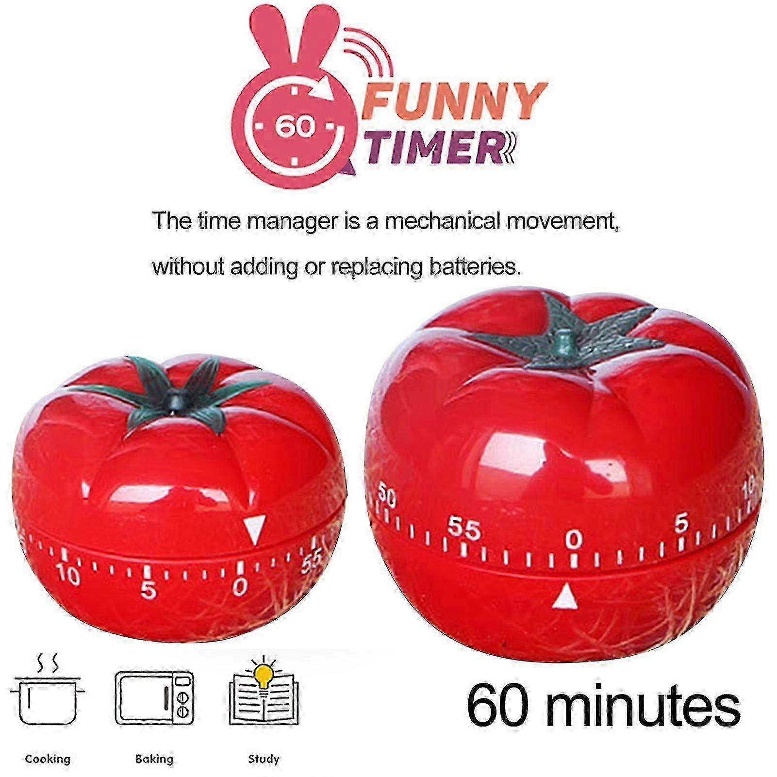 Tomato-Shaped Kitchen Cooking Timer Reminder Alarm Clock with Adjustable Countdown from 1 Minute to 60 Minutes, Ideal Mechanical Timer Suita