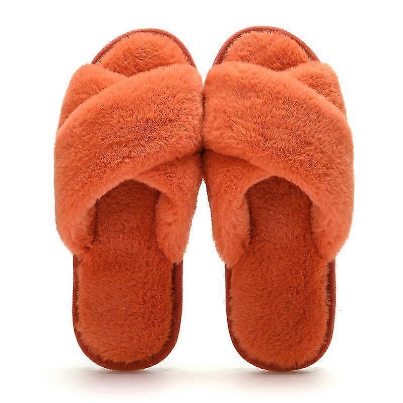 Ladies Fluffy Furry Cross Over Open Toe Warm Winter Mules Slider