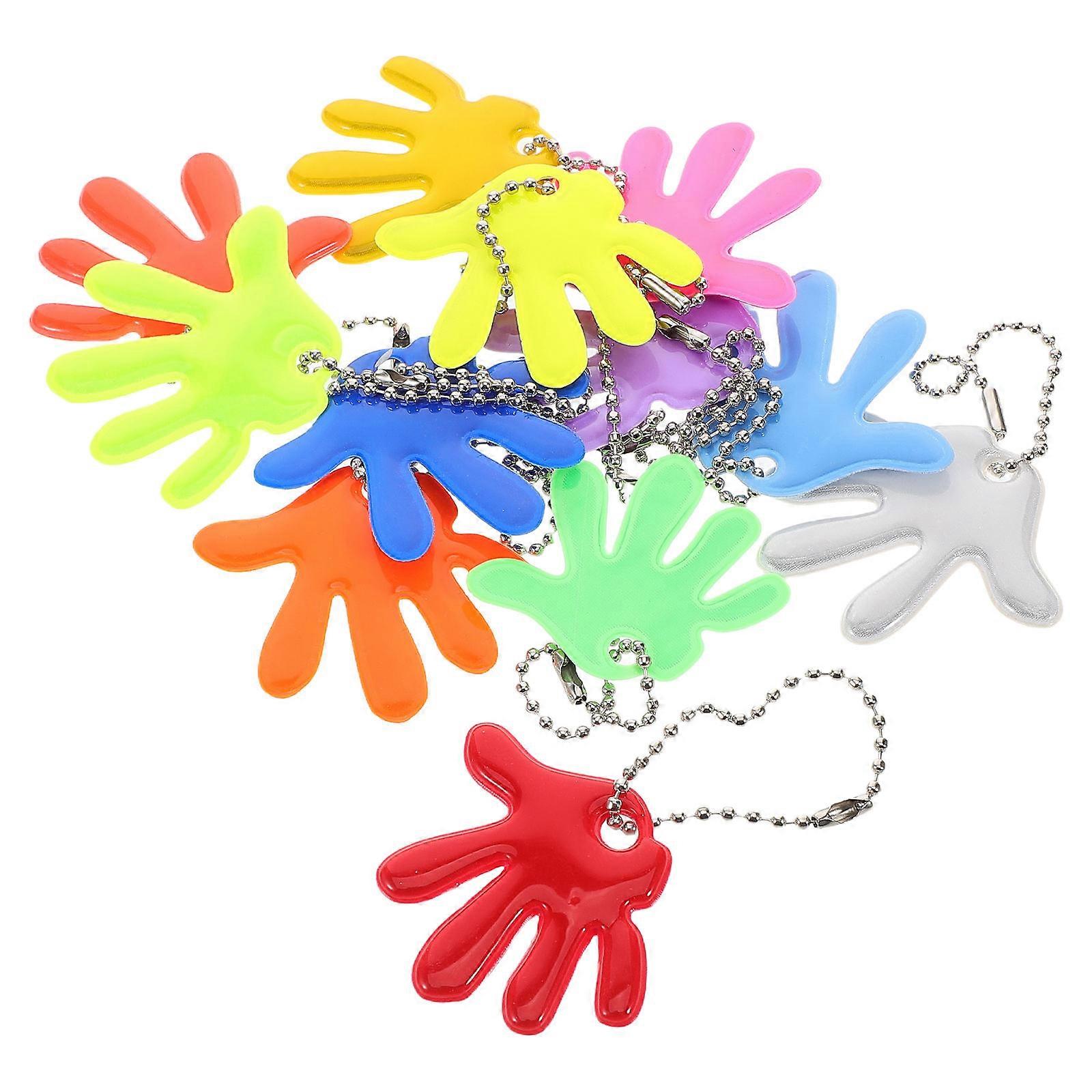 Fluorescent Reflective Keychain PVC Palm Keychains for Bags 12Pcs