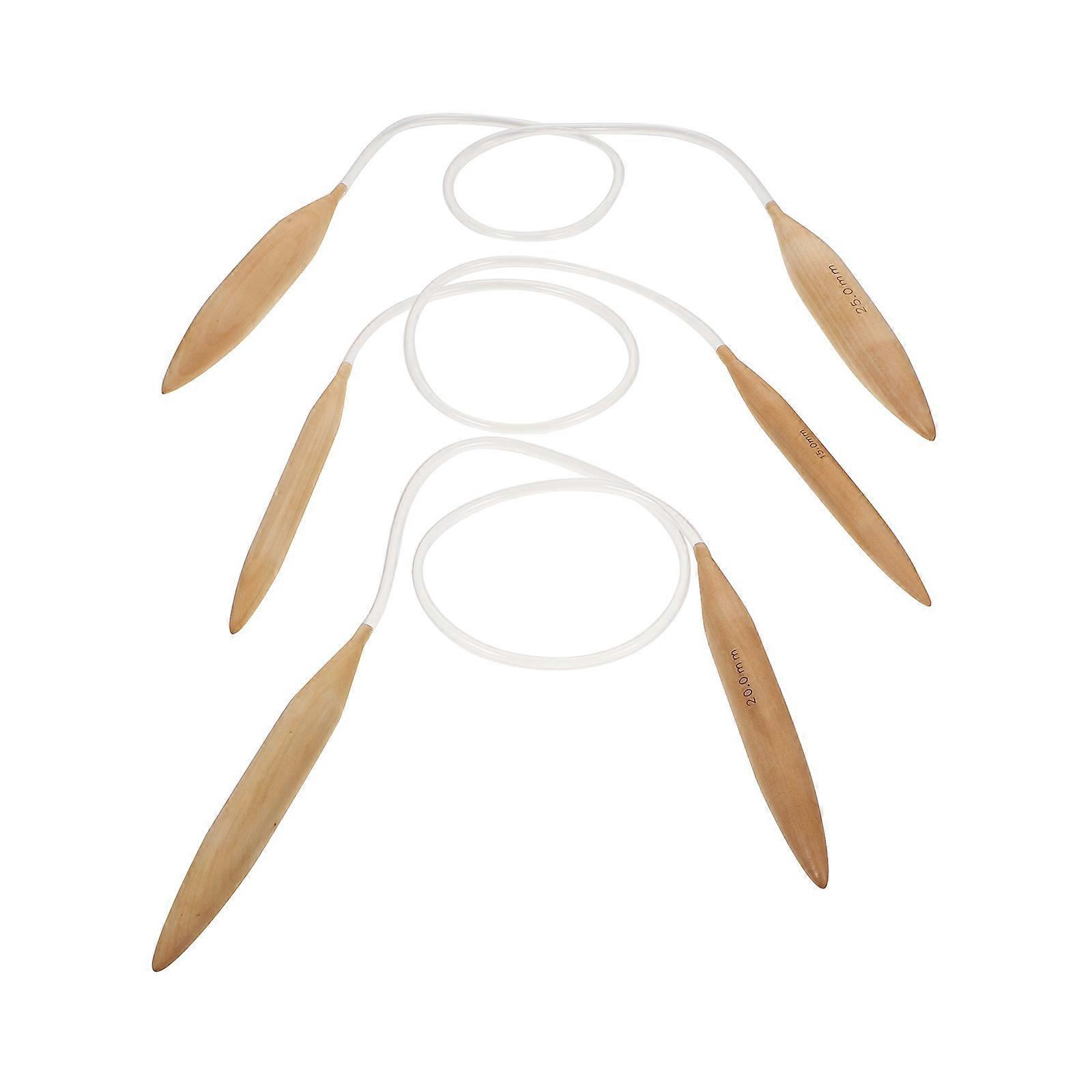Knitting Needles with Smooth Surface for Novices and Professionals 3Pcs Wooden Tools