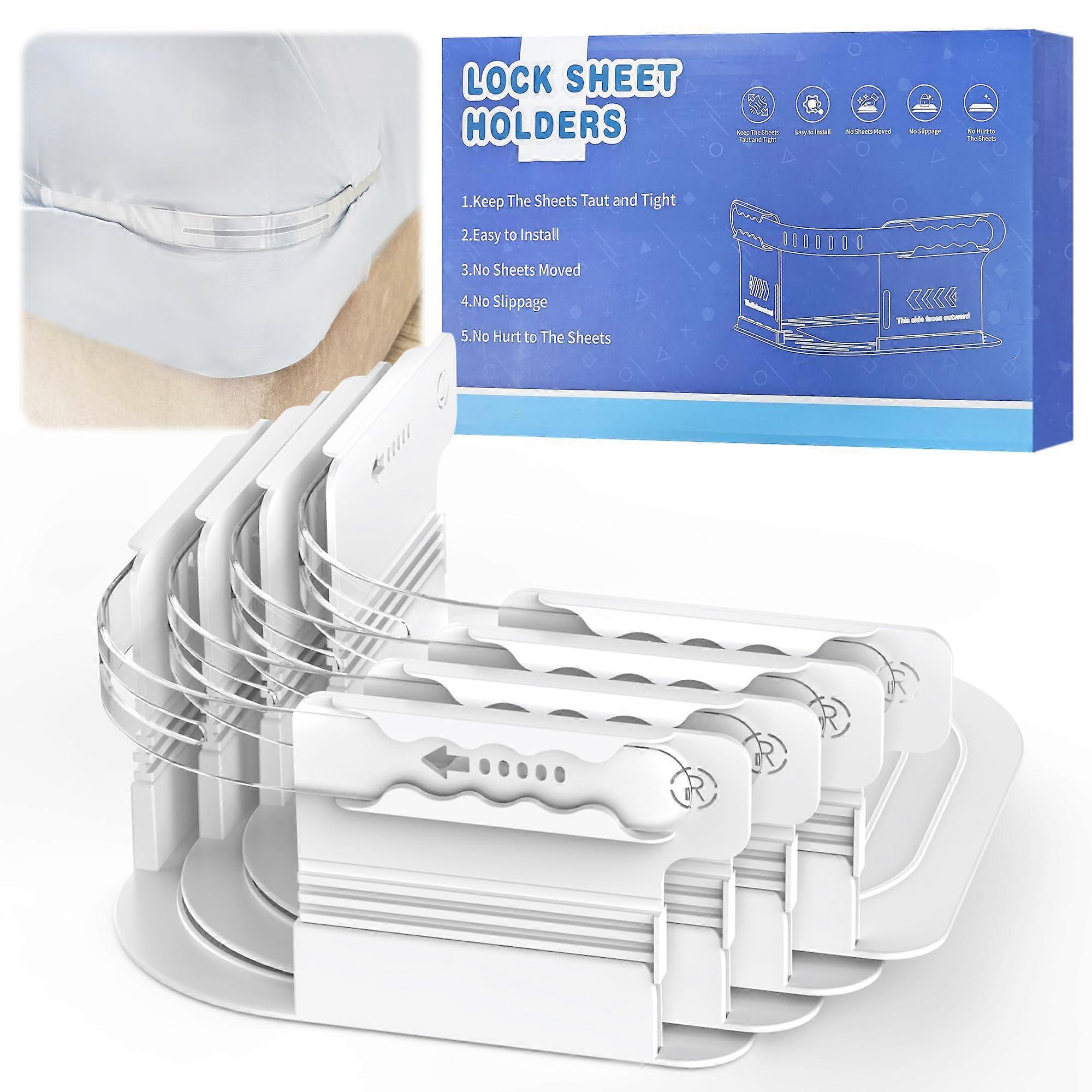 Bed Sheet Tensioner Adjustable Fitted Sheet Holder Straps Heavy Duty Easy Installation for Corners, Adjustable Size