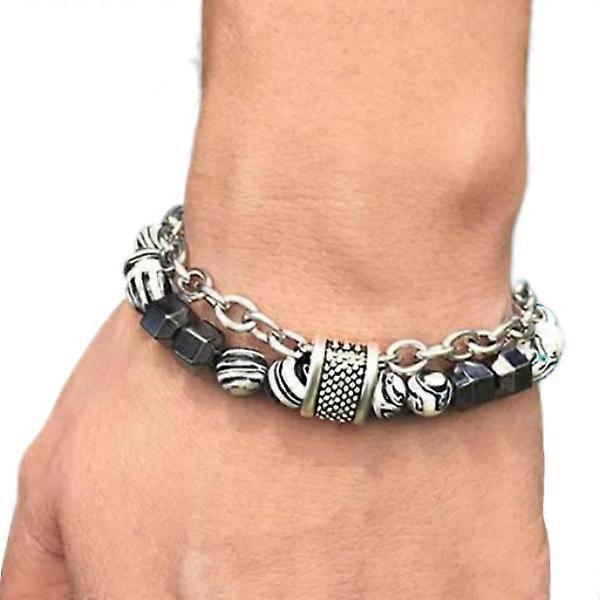 אבן טבעית מלכיט חרוזים צמידי נירוסטה שרשרת פאנק היפ הופ יוגה בודהה צ'אקרה חרוזים צמידי גברים נשים תכשיטי אופנה